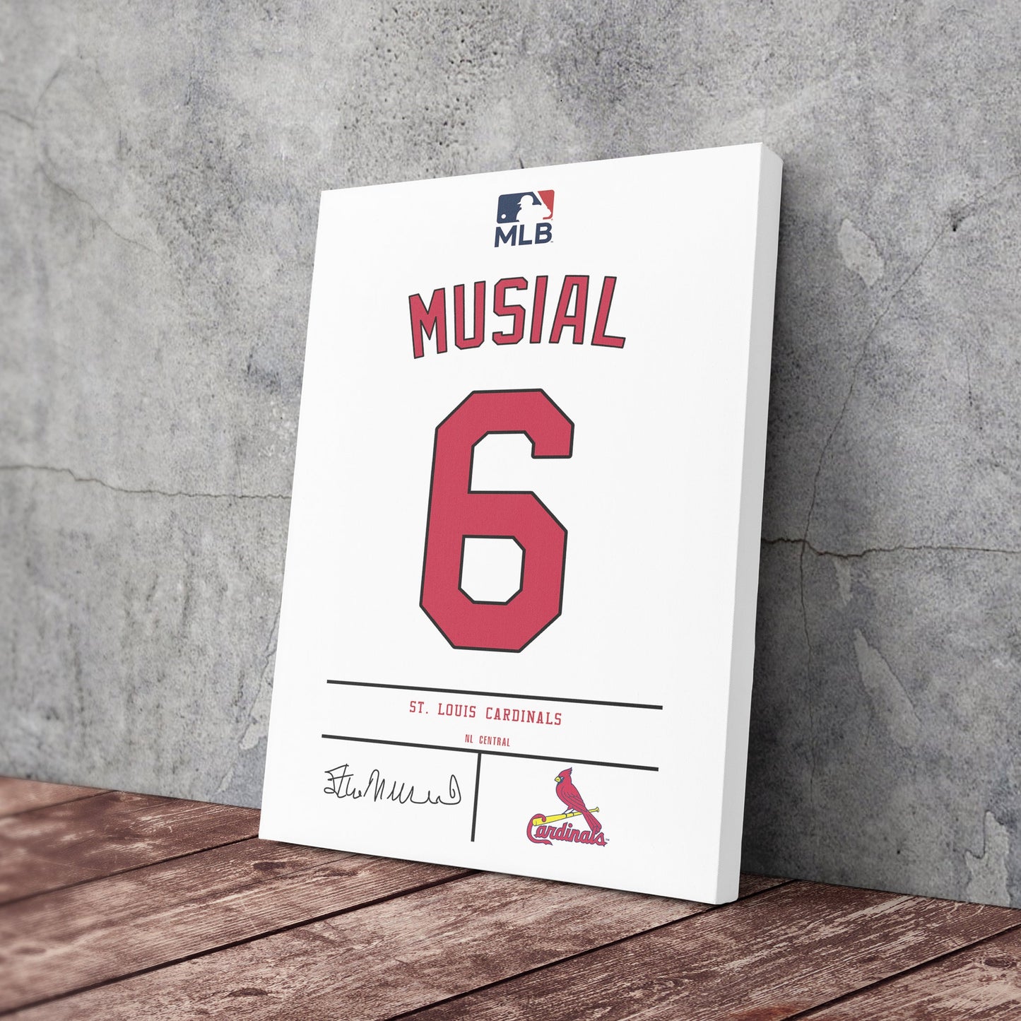 Stan Musial Cardinals Jersey Canvas Print | Wall Art Decor