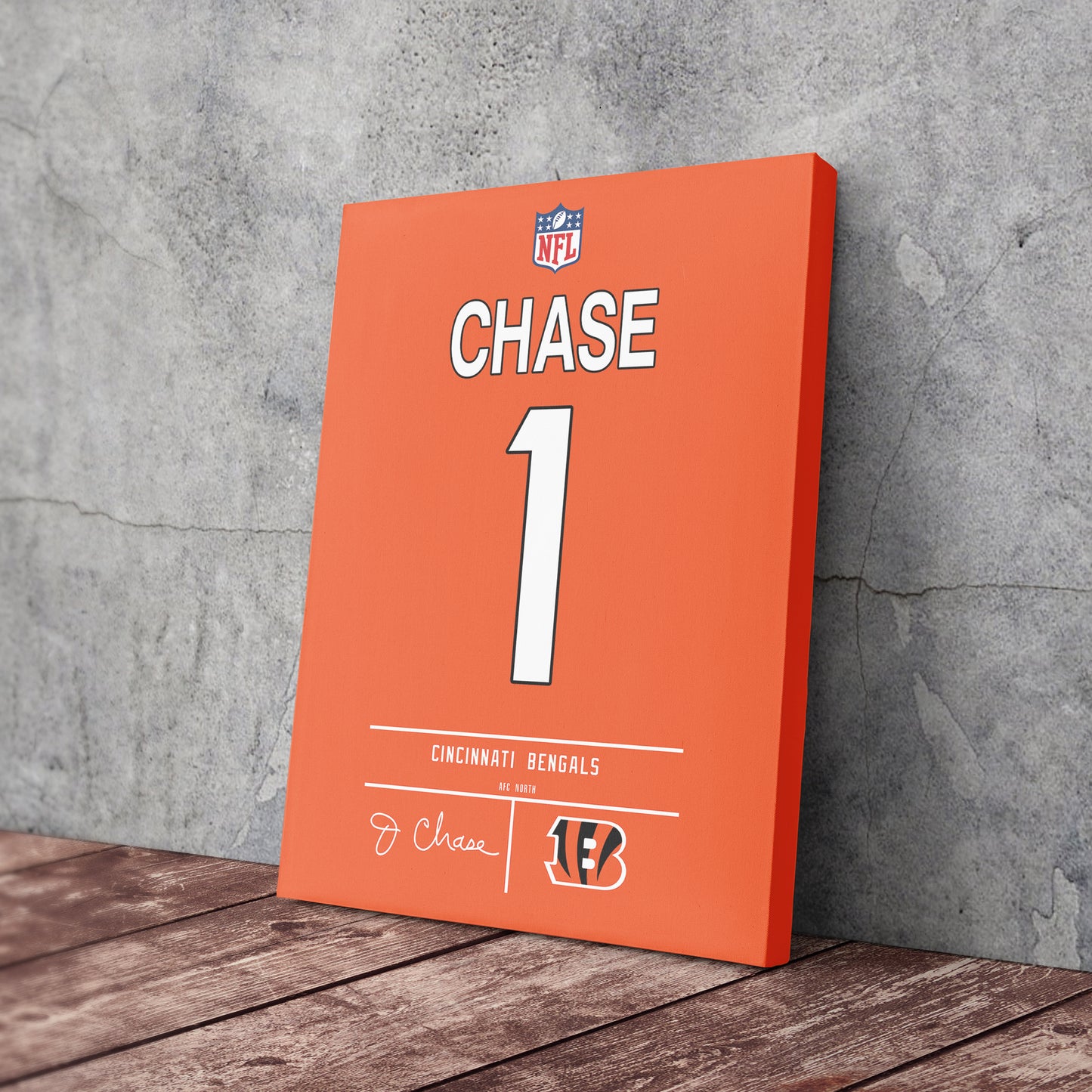 Ja'Marr Chase Bengals Jersey Canvas Print | Wall Art Decor
