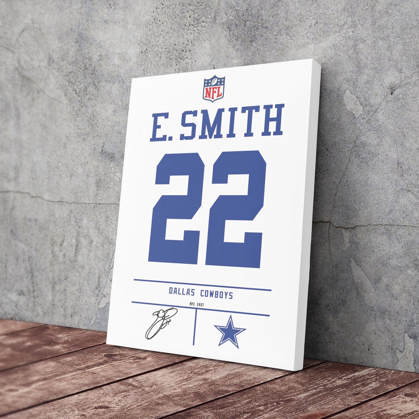 Emmitt Smith Cowboys Jersey Canvas Print | Wall Art Decor