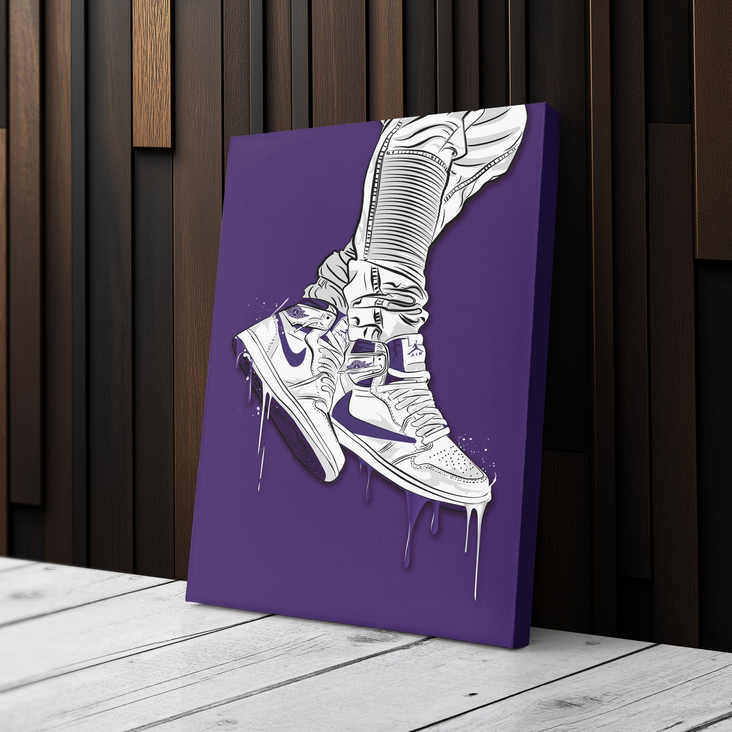 Air Jordan 1 Mid White Canvas Print | Sneakerhead Wall Art