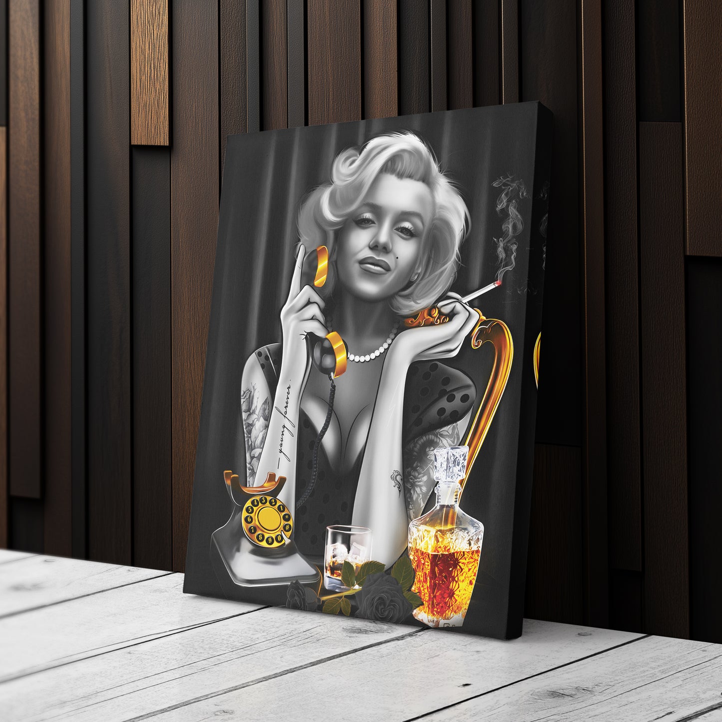 Marilyn Monroe on the Phone Canvas Print | Vintage Hollywood Wall Art