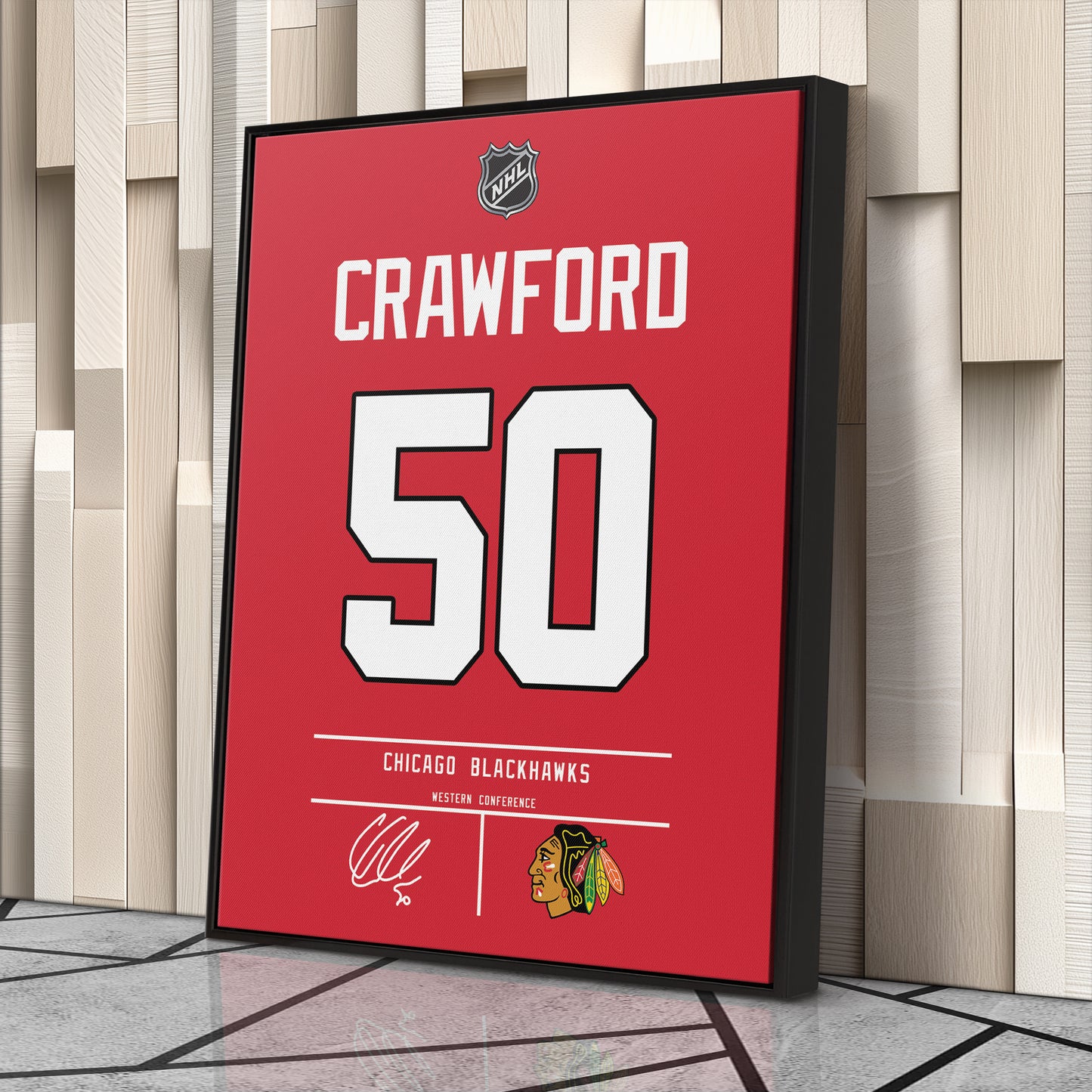 Corey Crawford Blackhawks Jersey Canvas Print | Wall Art Decor