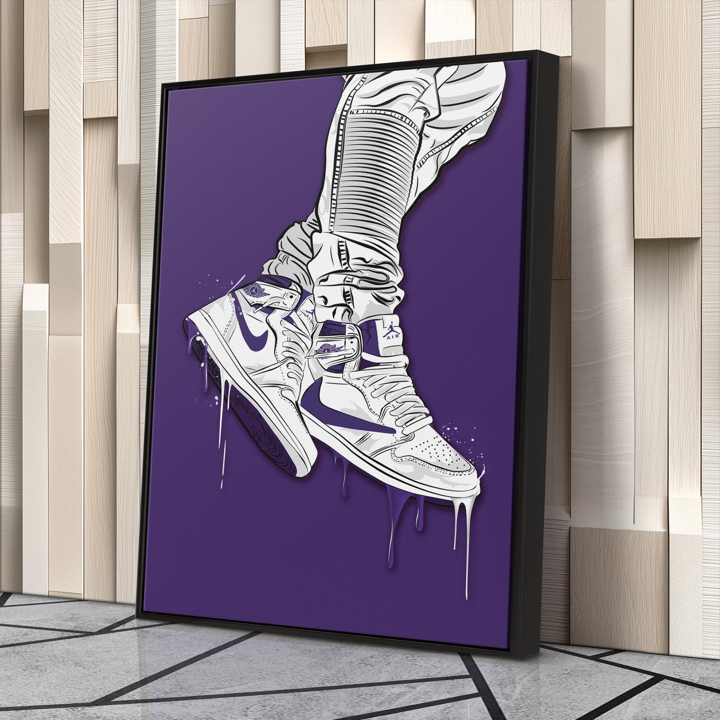 Air Jordan 1 Mid White Canvas Print | Sneakerhead Wall Art
