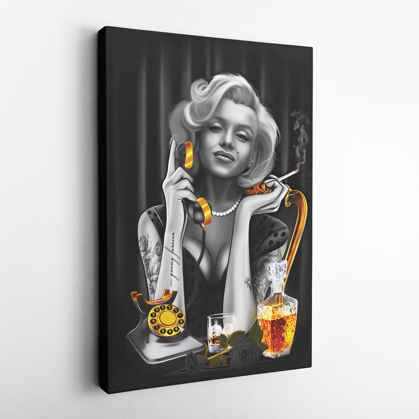 Marilyn Monroe on the Phone Canvas Print | Vintage Hollywood Wall Art