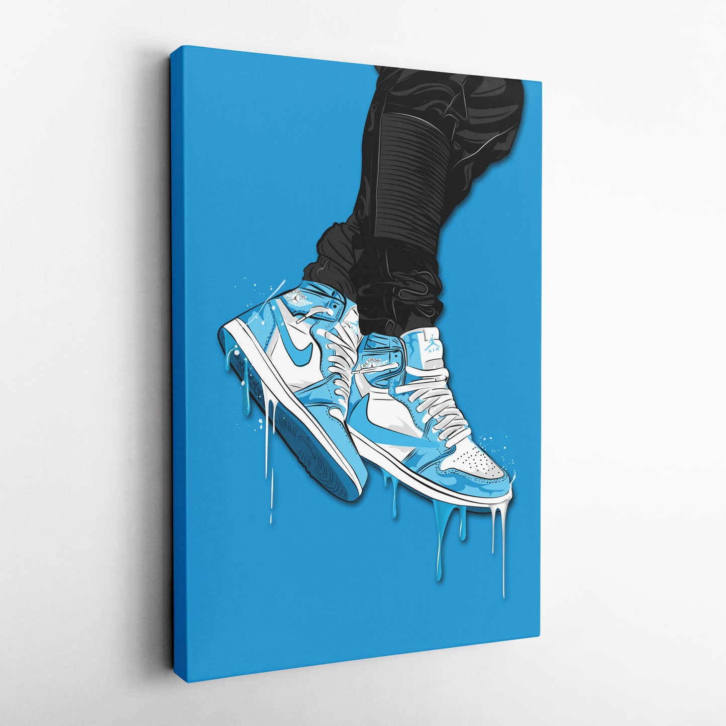 Air Jordan 1 Mid Light Blue Canvas Print | Sneakerhead Wall Art