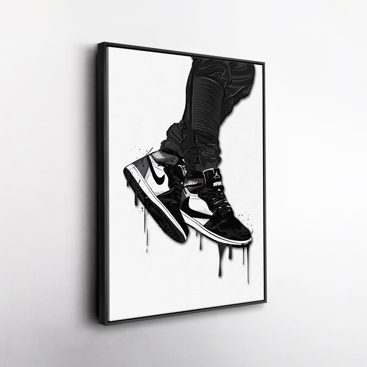 Air Jordan 1 Mid Black White Canvas Print | Sneakerhead Wall Art
