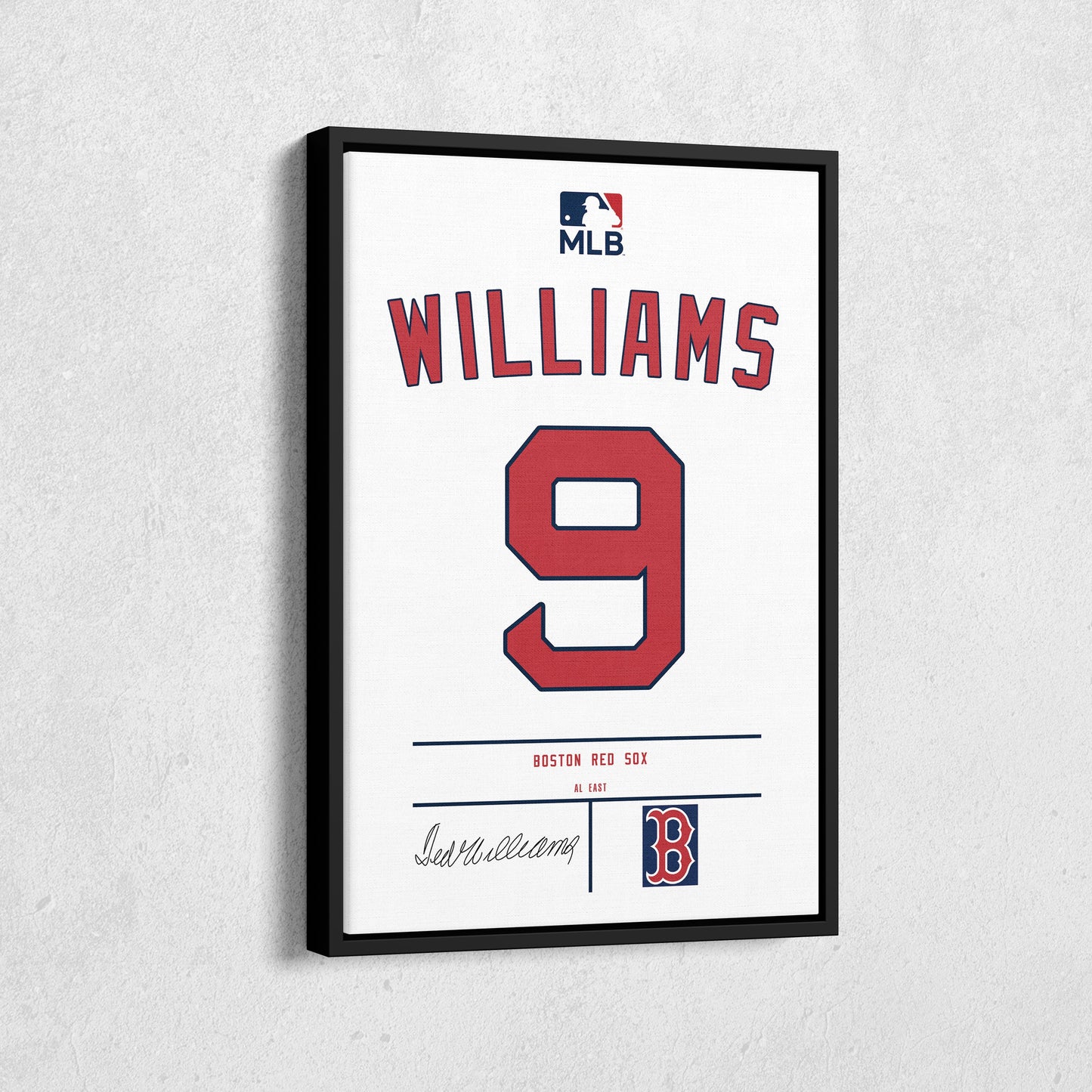 Ted Williams Red Sox Jersey Canvas Print | Wall Art Decor