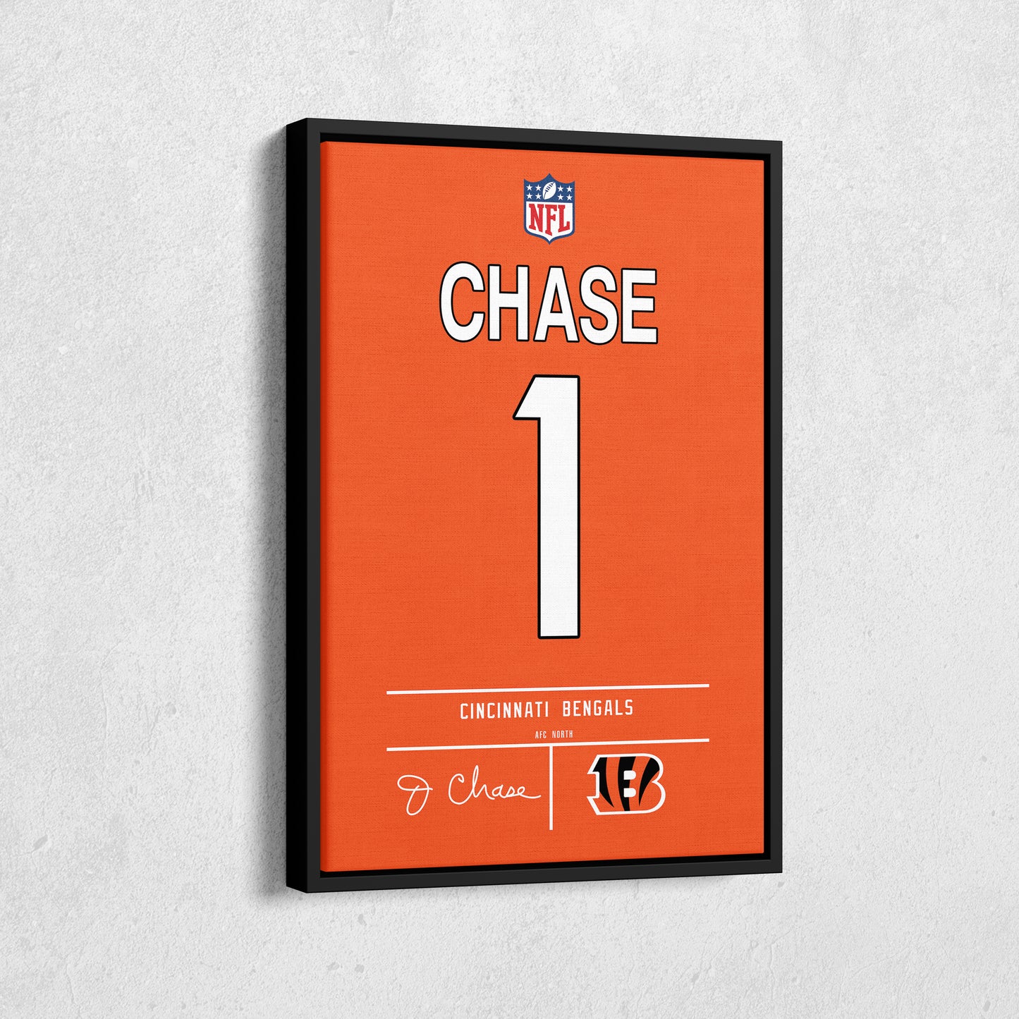 Ja'Marr Chase Bengals Jersey Canvas Print | Wall Art Decor