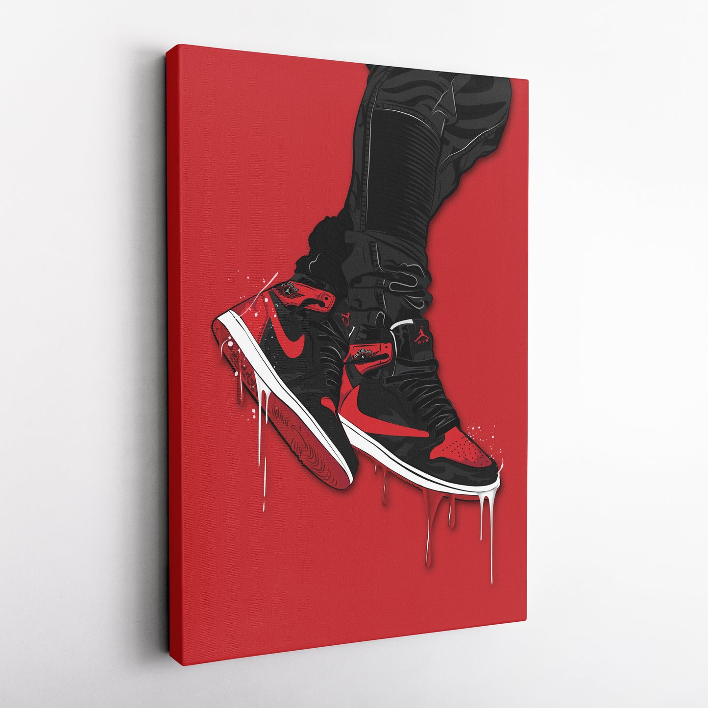 Air Jordan 1 Mid Red Black Canvas Print | Sneakerhead Wall Art