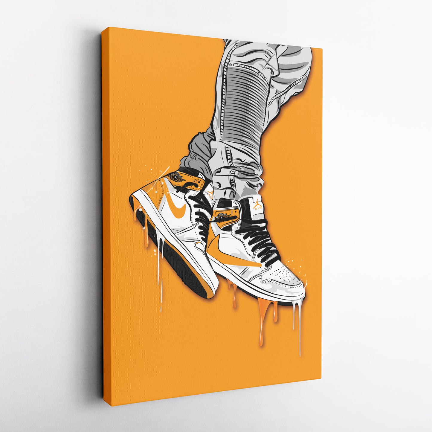 Air Jordan 1 Mid Yellow White Canvas Print | Sneakerhead Wall Art