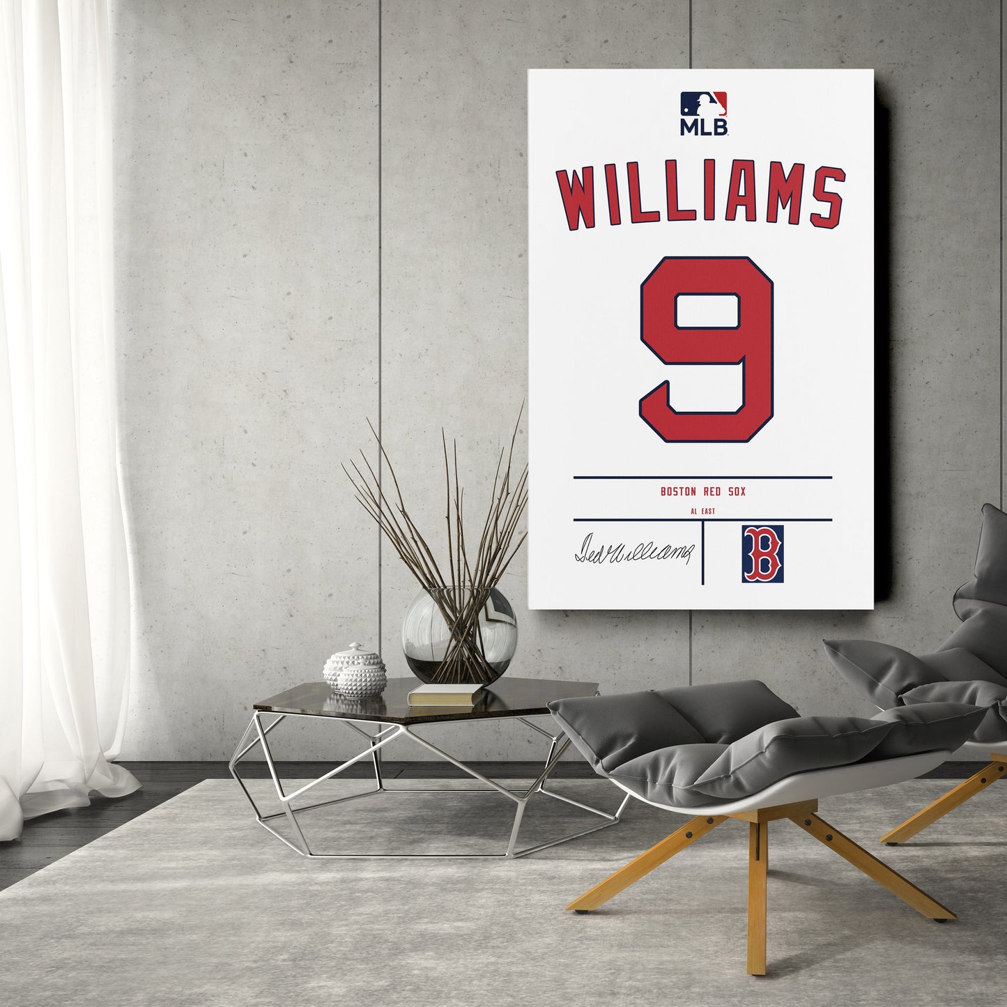 Ted Williams Red Sox Jersey Canvas Print | Wall Art Decor