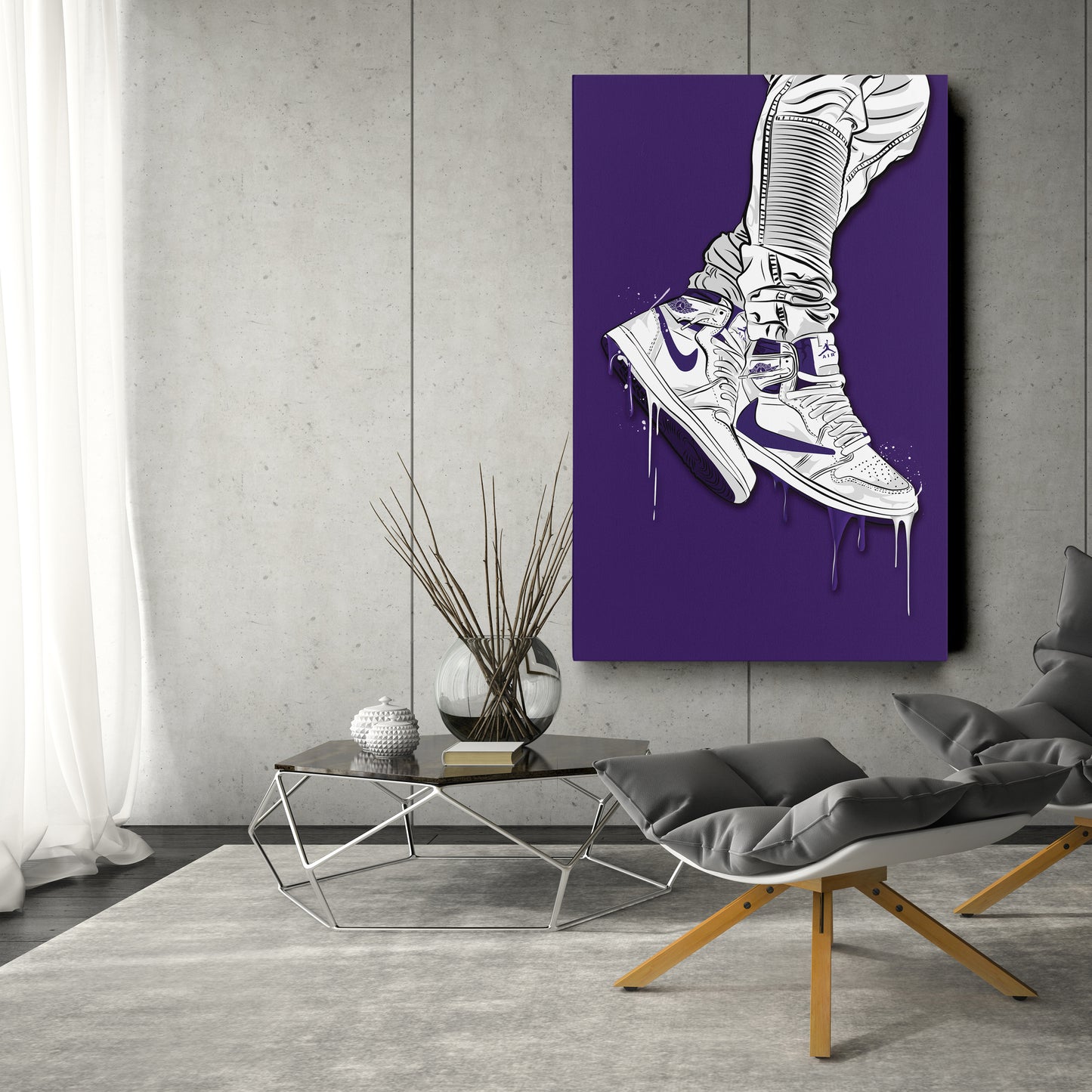 Air Jordan 1 Mid White Canvas Print | Sneakerhead Wall Art