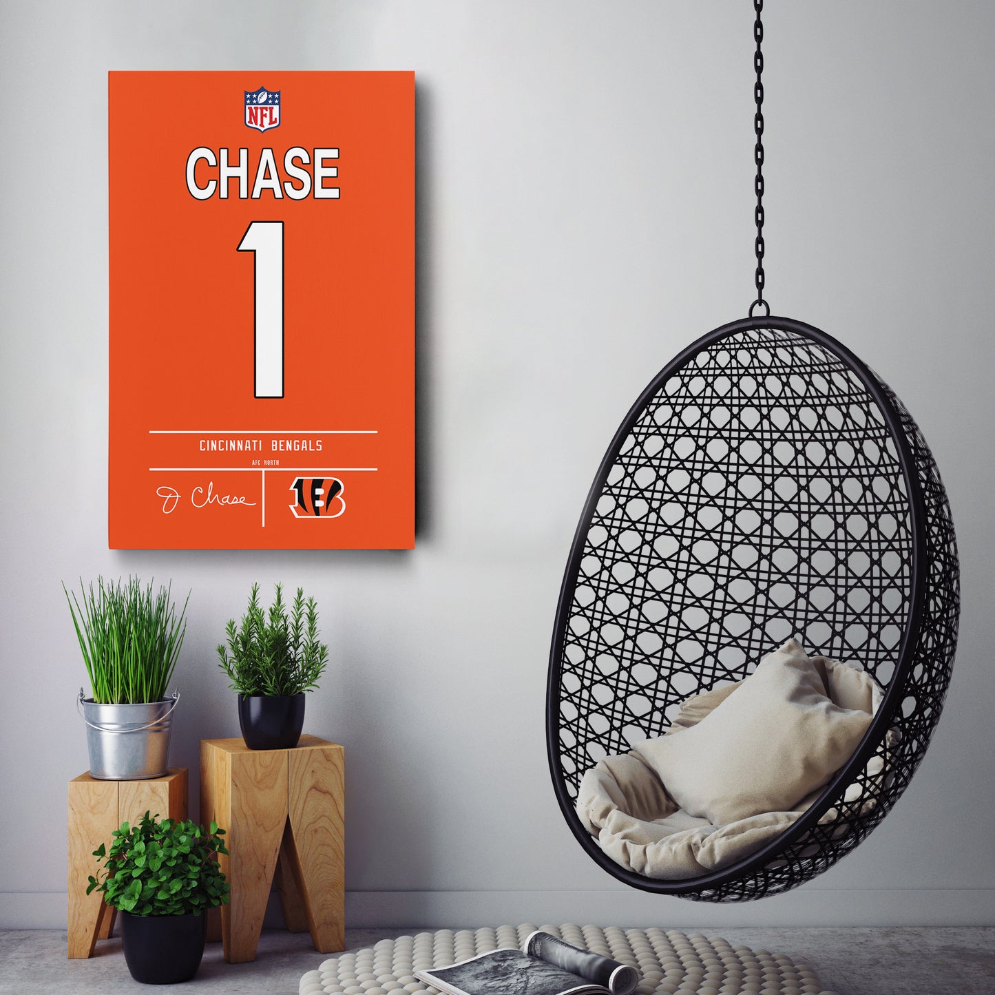 Ja'Marr Chase Bengals Jersey Canvas Print | Wall Art Decor