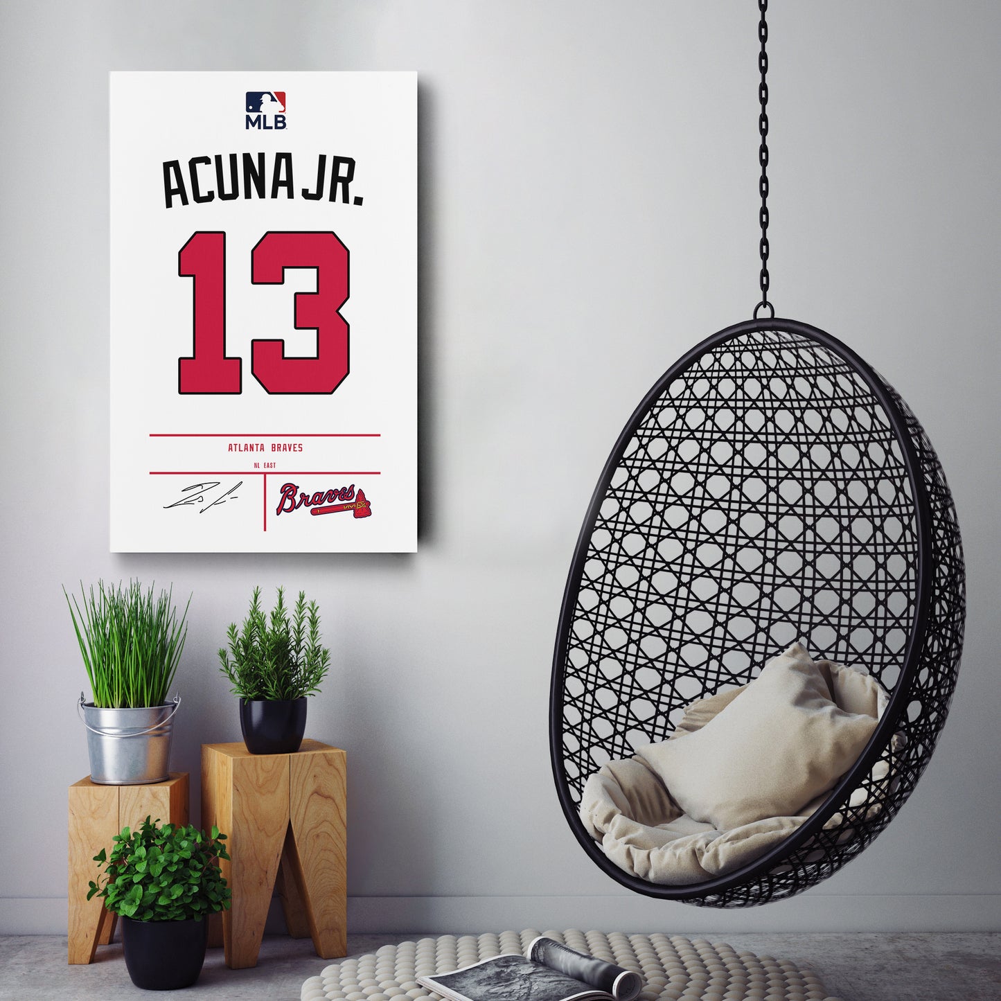 Ronald Acuña Jr. Braves Jersey Canvas Print | Wall Art Decor