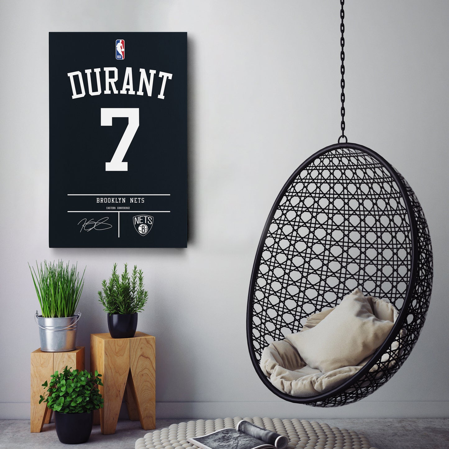 Kevin Durant Nets Jersey Canvas Print | Wall Art Decor