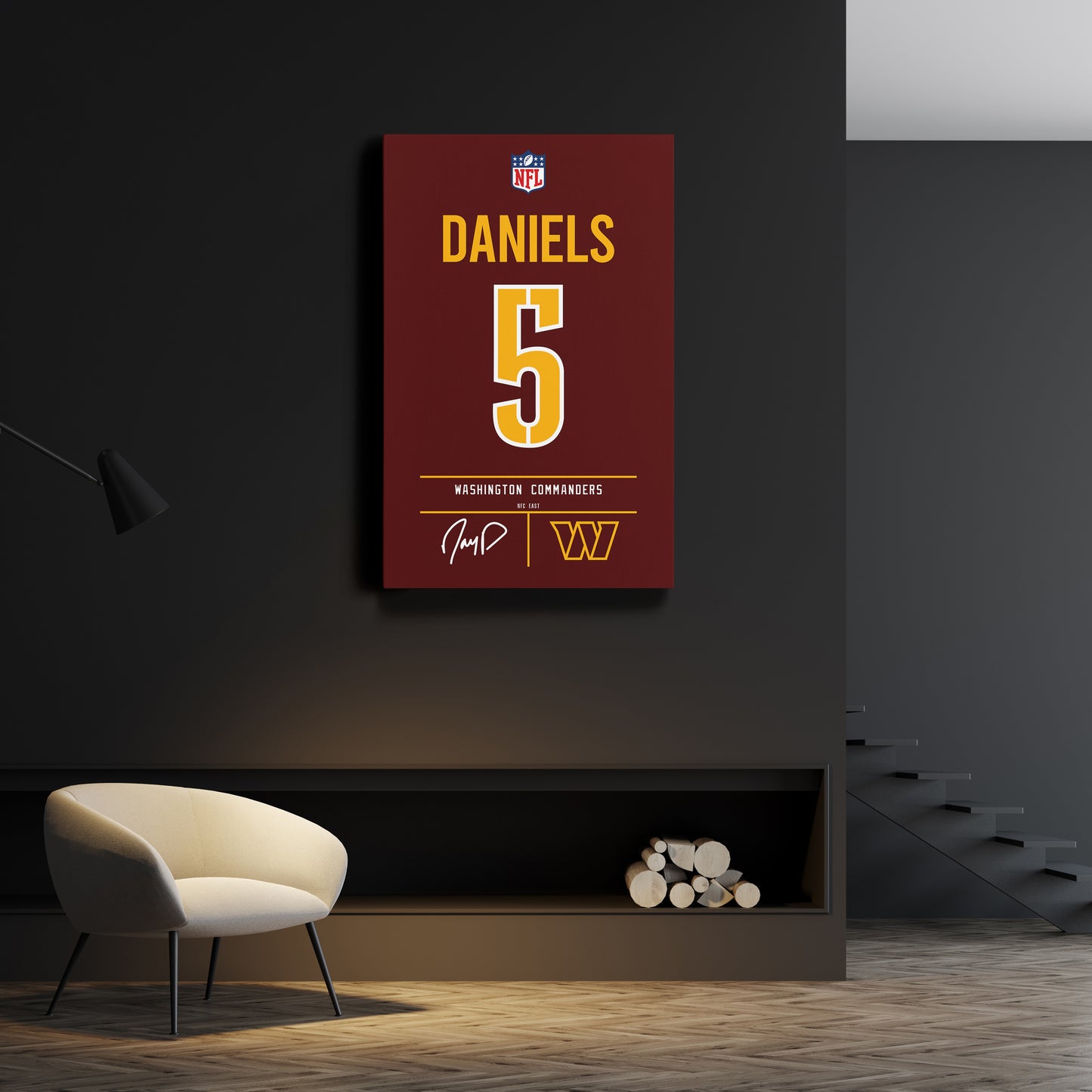 Jayden Daniels Commanders Jersey Canvas Print | Wall Art Decor