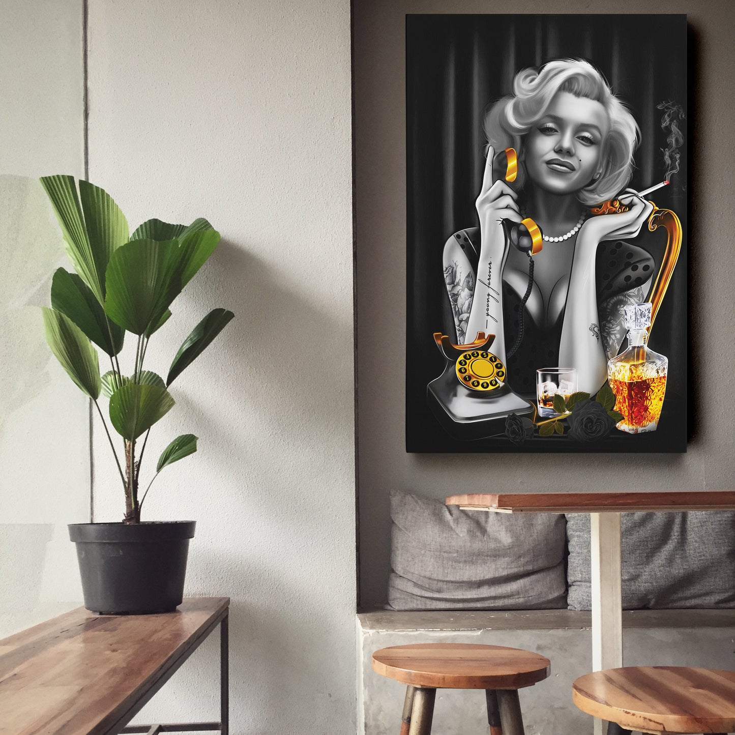 Marilyn Monroe on the Phone Canvas Print | Vintage Hollywood Wall Art