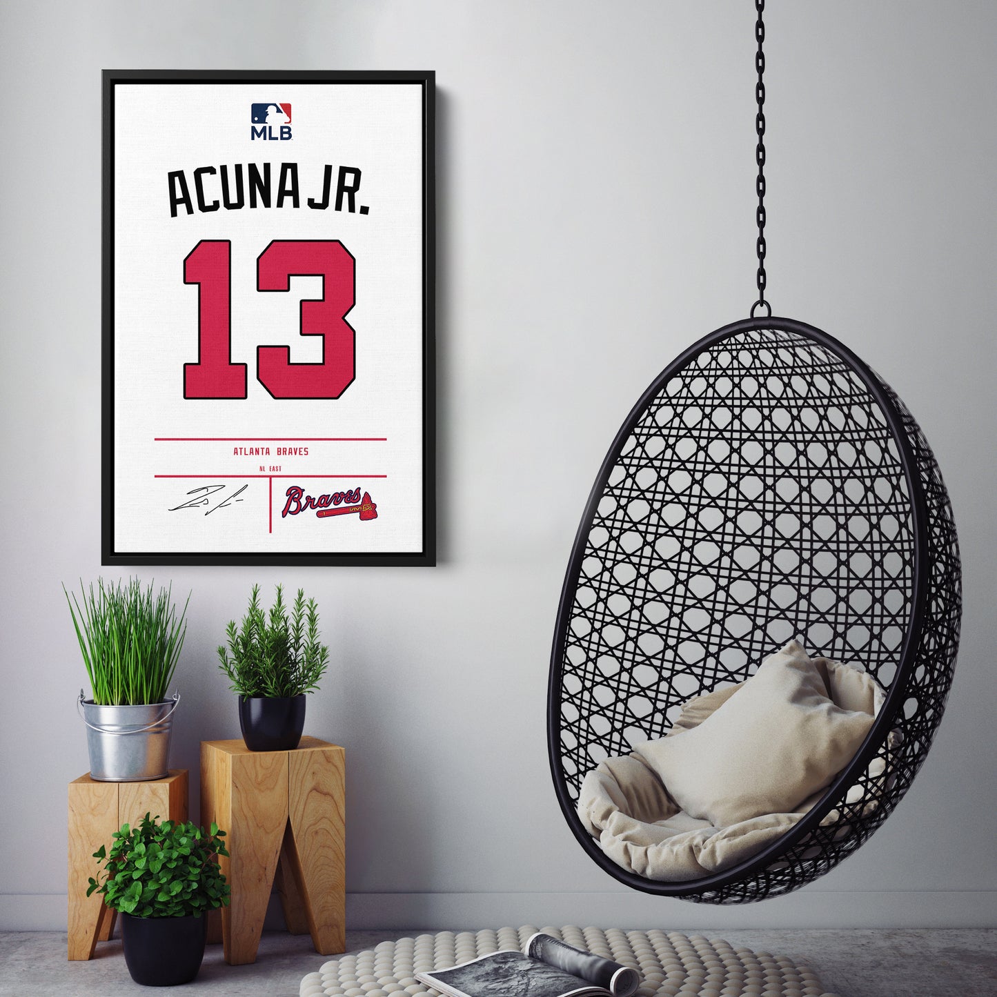 Ronald Acuña Jr. Braves Jersey Canvas Print | Wall Art Decor