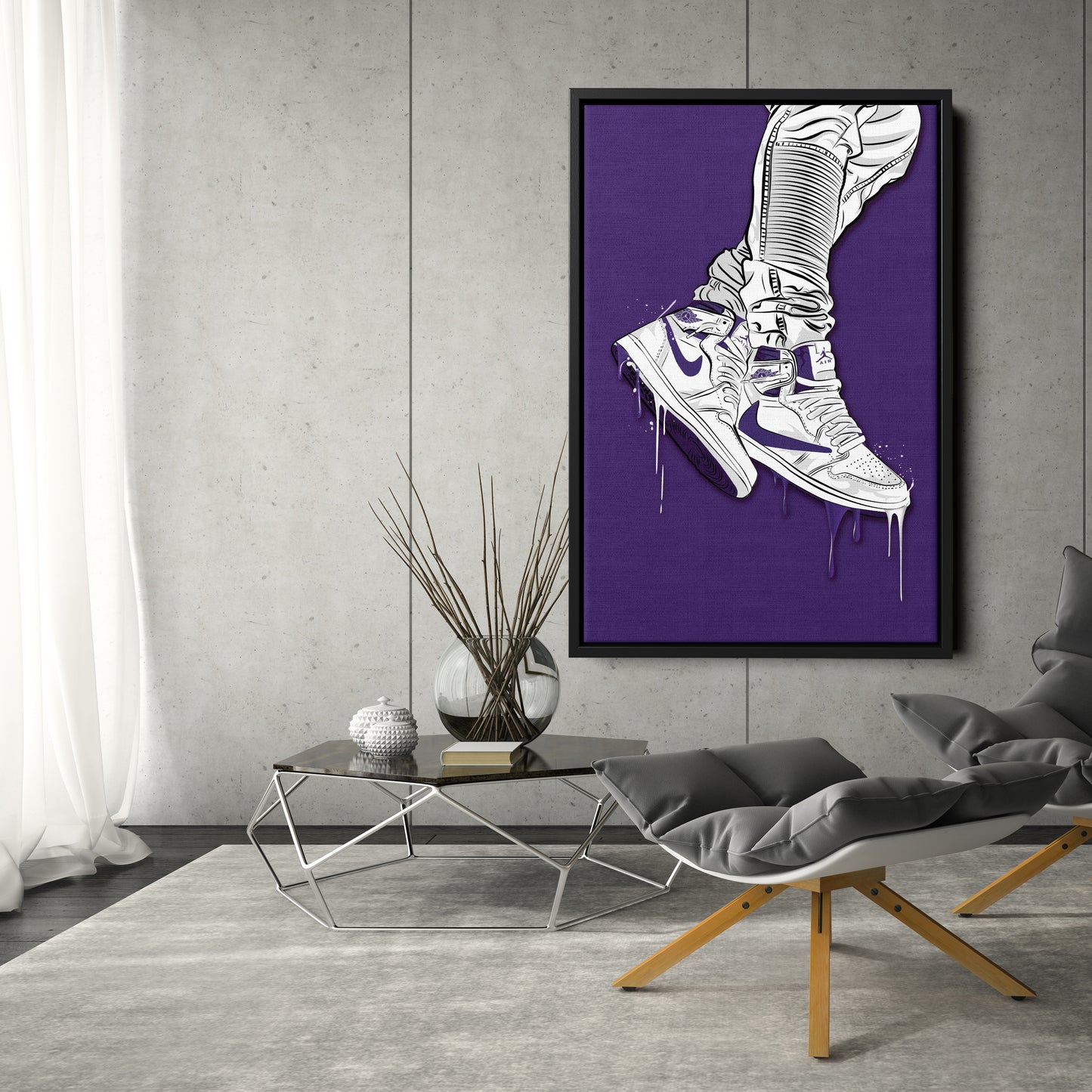 Air Jordan 1 Mid White Canvas Print | Sneakerhead Wall Art