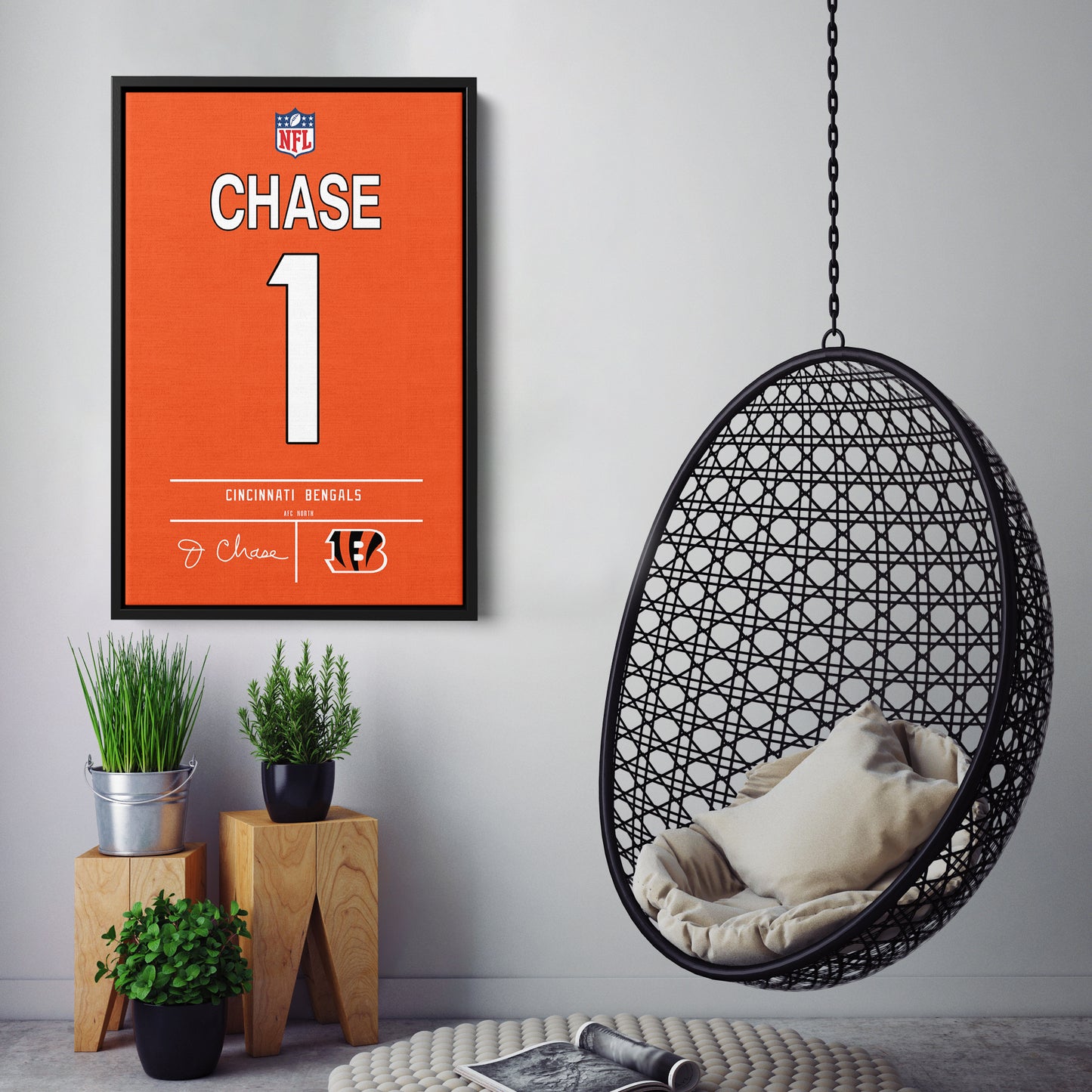 Ja'Marr Chase Bengals Jersey Canvas Print | Wall Art Decor