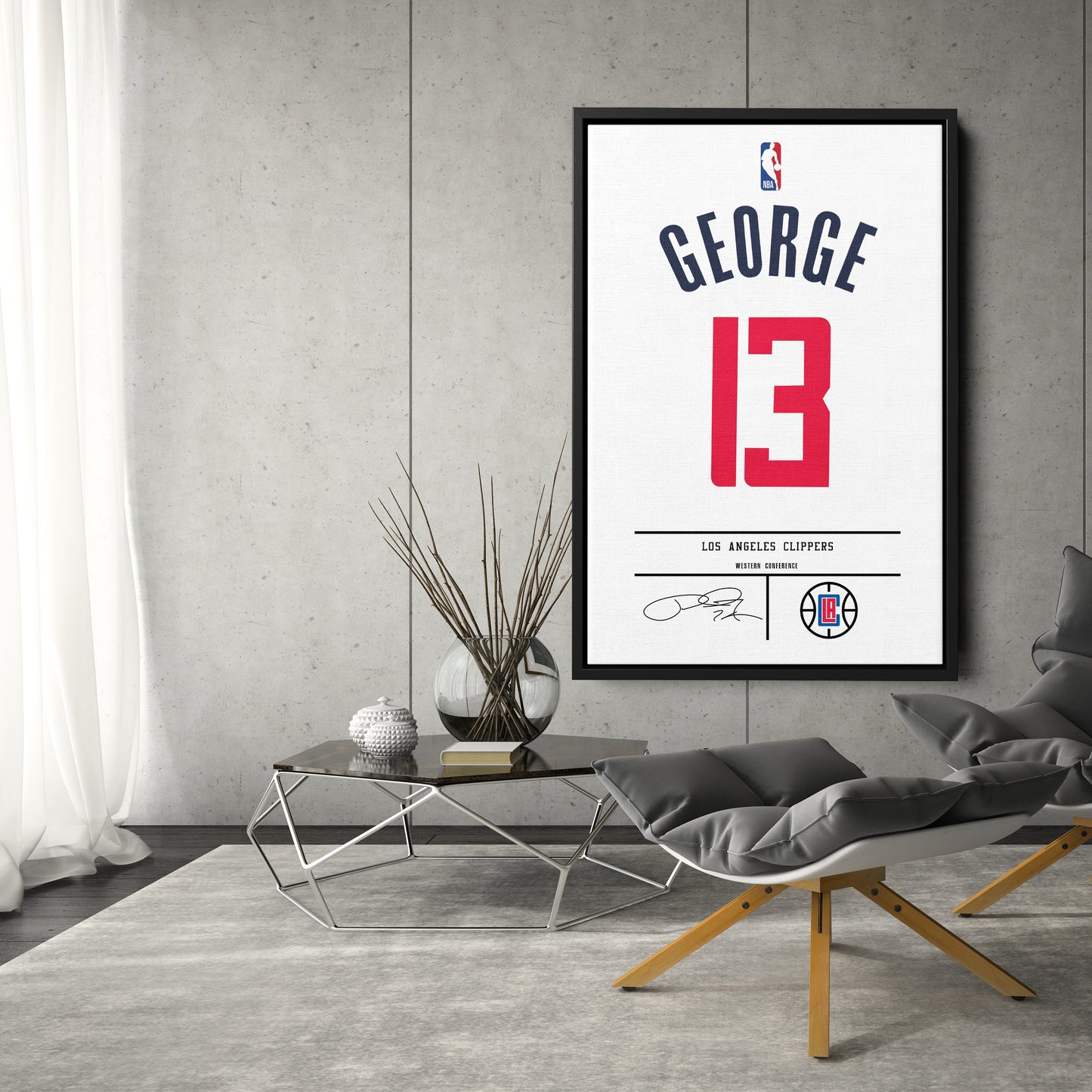 Paul George Clippers Jersey Canvas Print | Wall Art Decor