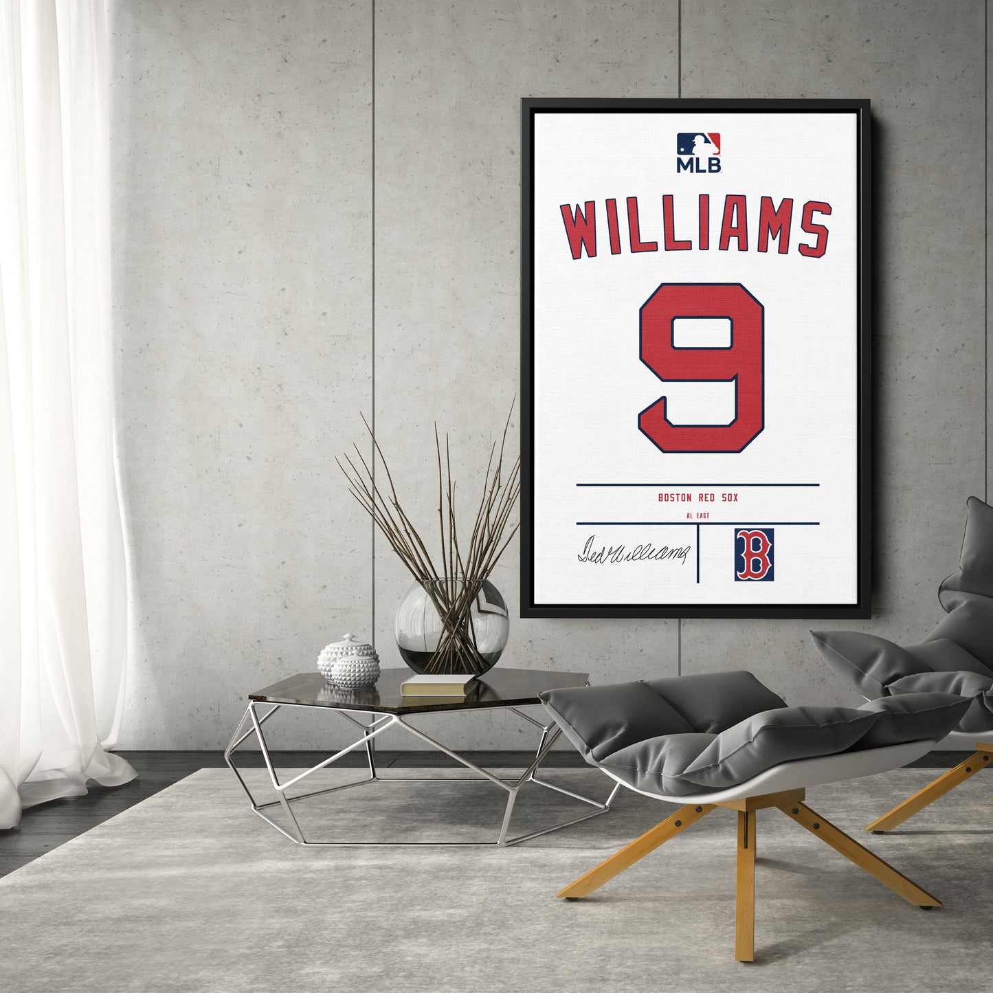 Ted Williams Red Sox Jersey Canvas Print | Wall Art Decor