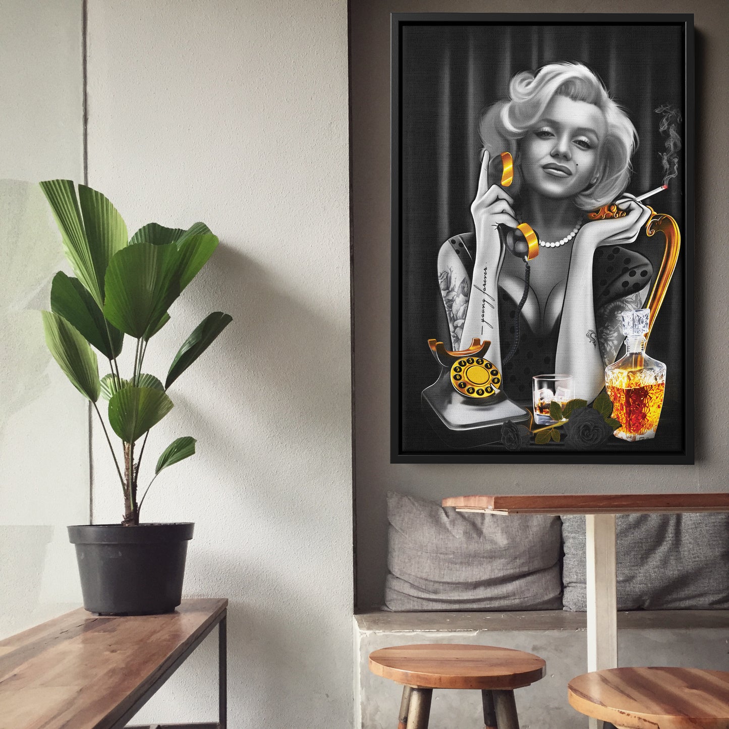 Marilyn Monroe on the Phone Canvas Print | Vintage Hollywood Wall Art