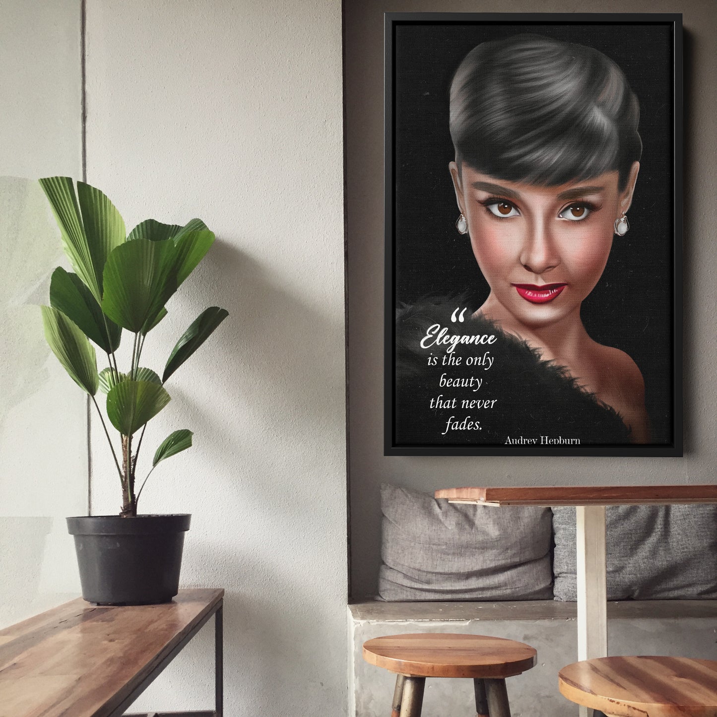 Audrey Hepburn Elegance Quote Canvas Print | Timeless Wall Art