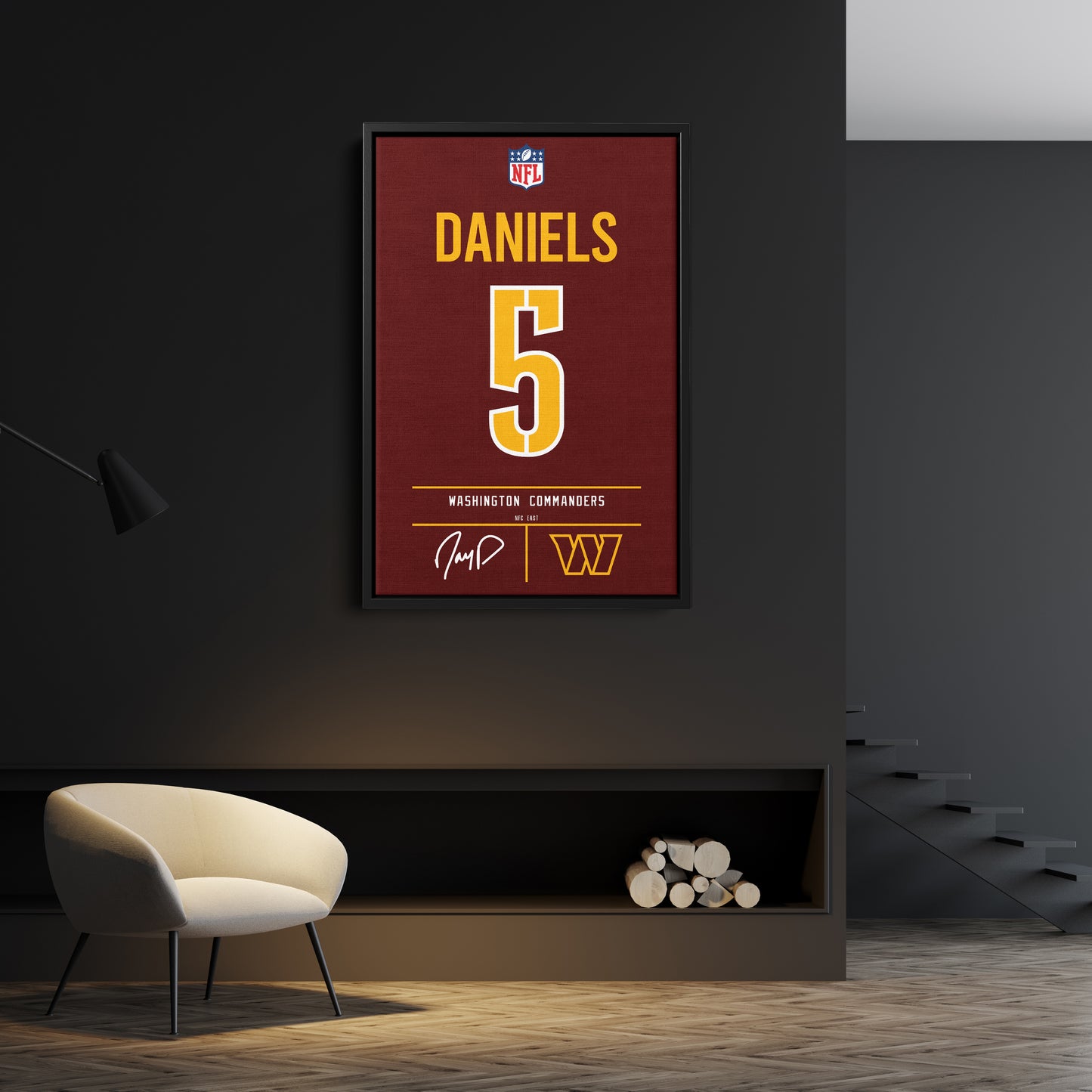 Jayden Daniels Commanders Jersey Canvas Print | Wall Art Decor