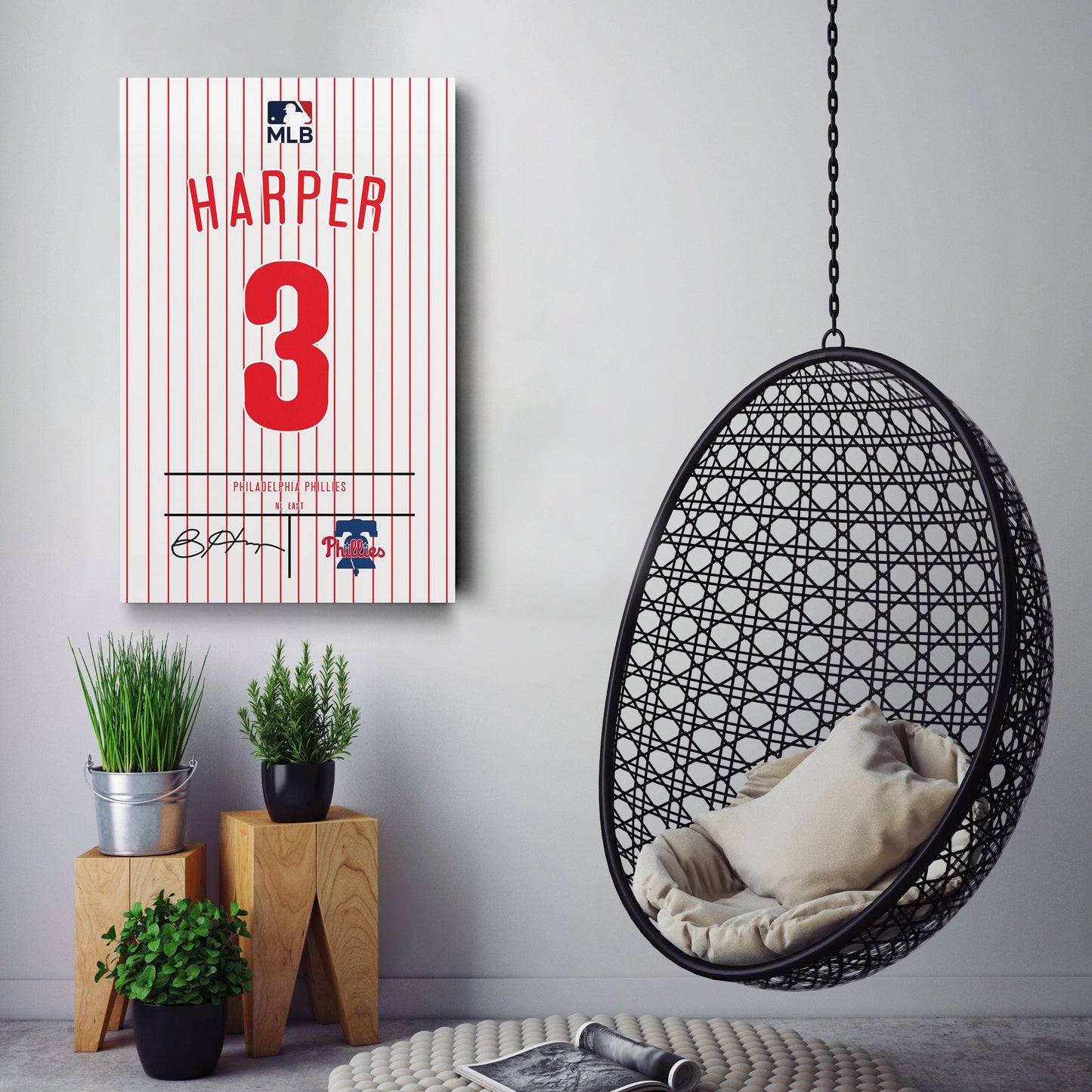 Bryce Harper Phillies Jersey Canvas Print | Wall Art Decor