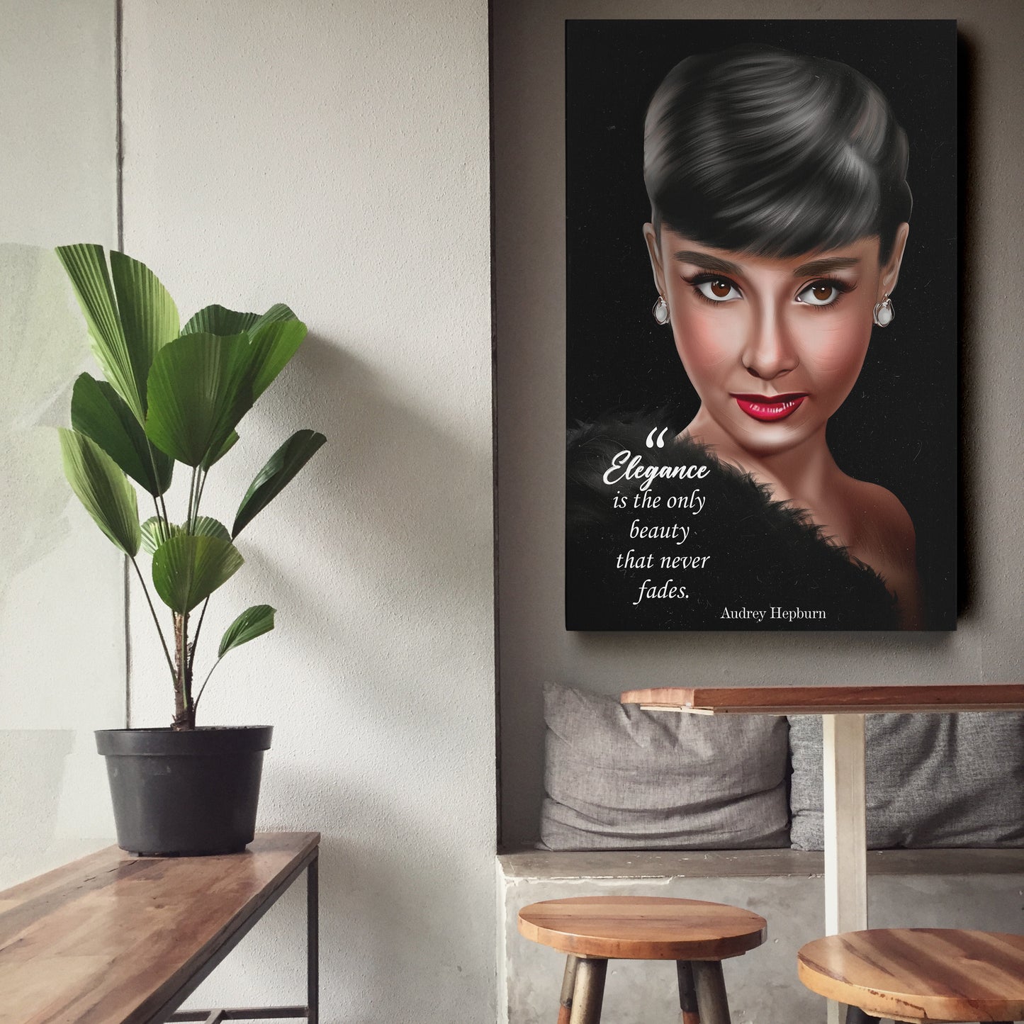 Audrey Hepburn Elegance Quote Canvas Print | Timeless Wall Art