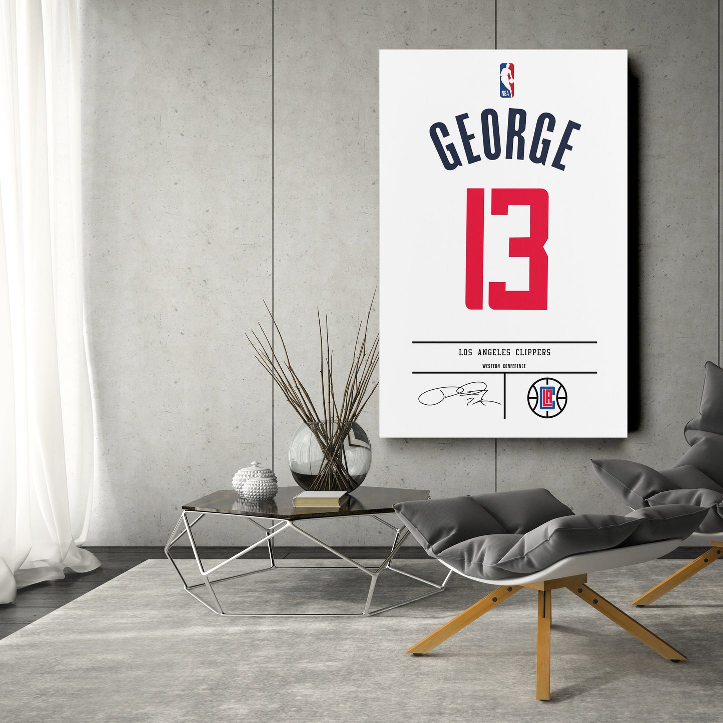 Paul George Clippers Jersey Canvas Print | Wall Art Decor