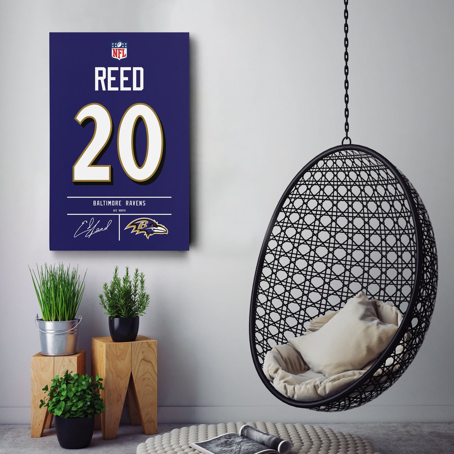 Ed Reed Ravens Jersey Canvas Print | Wall Art Decor