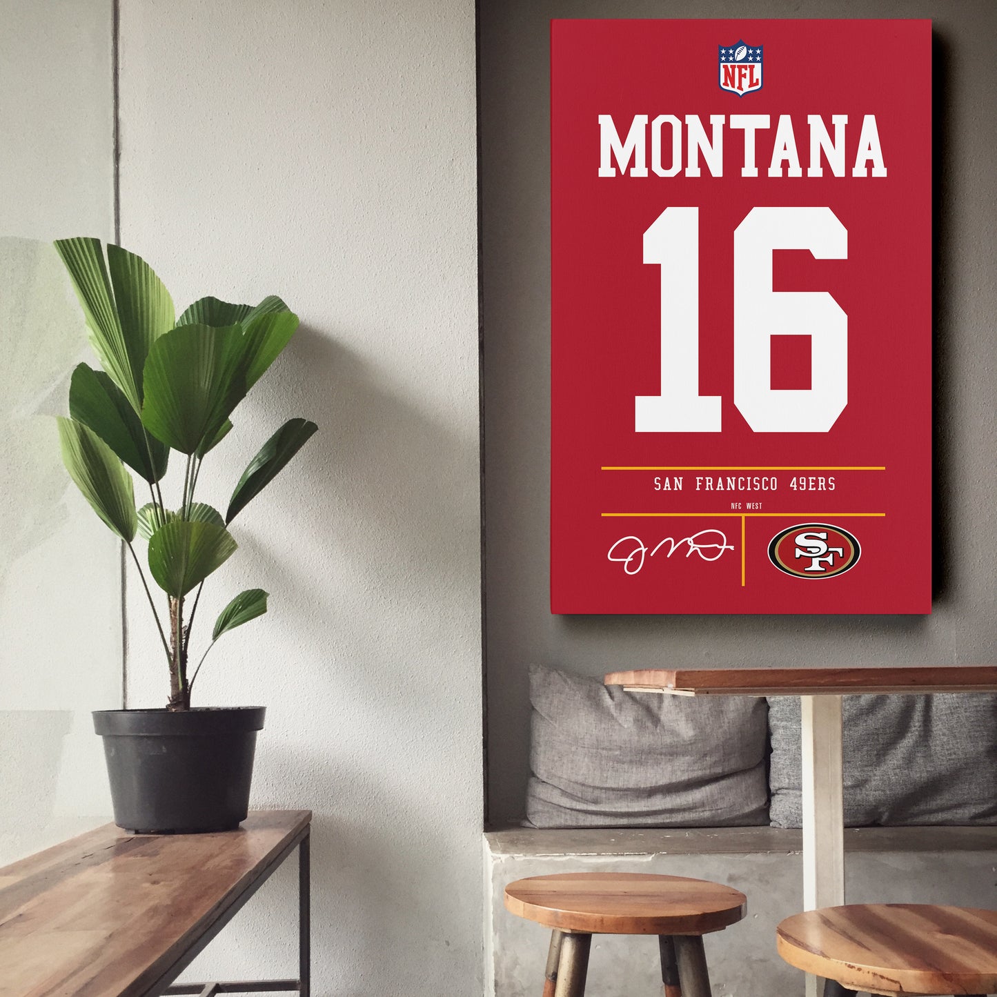 Joe Montana 49ers Jersey Canvas Print | Wall Art Decor