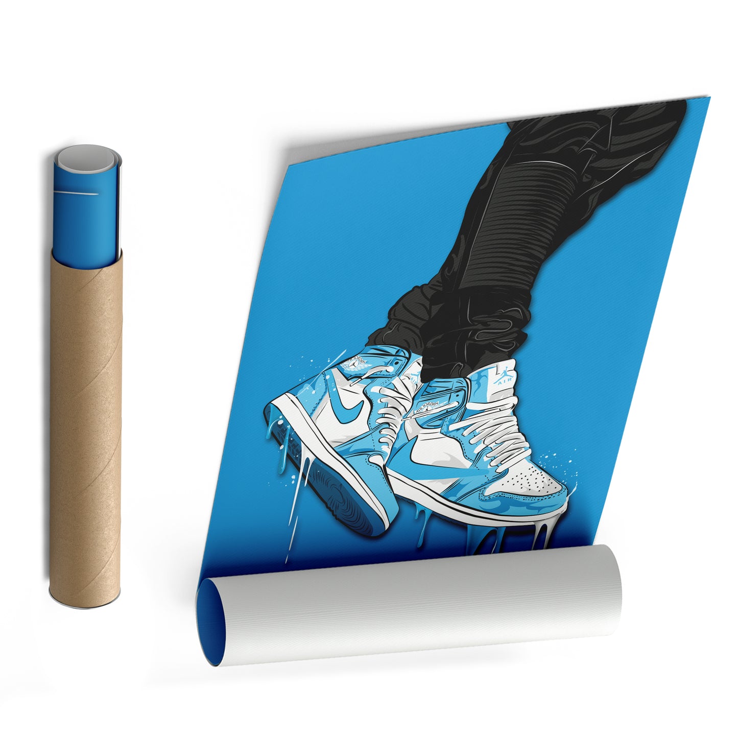 Air Jordan 1 Mid Light Blue Canvas Print | Sneakerhead Wall Art