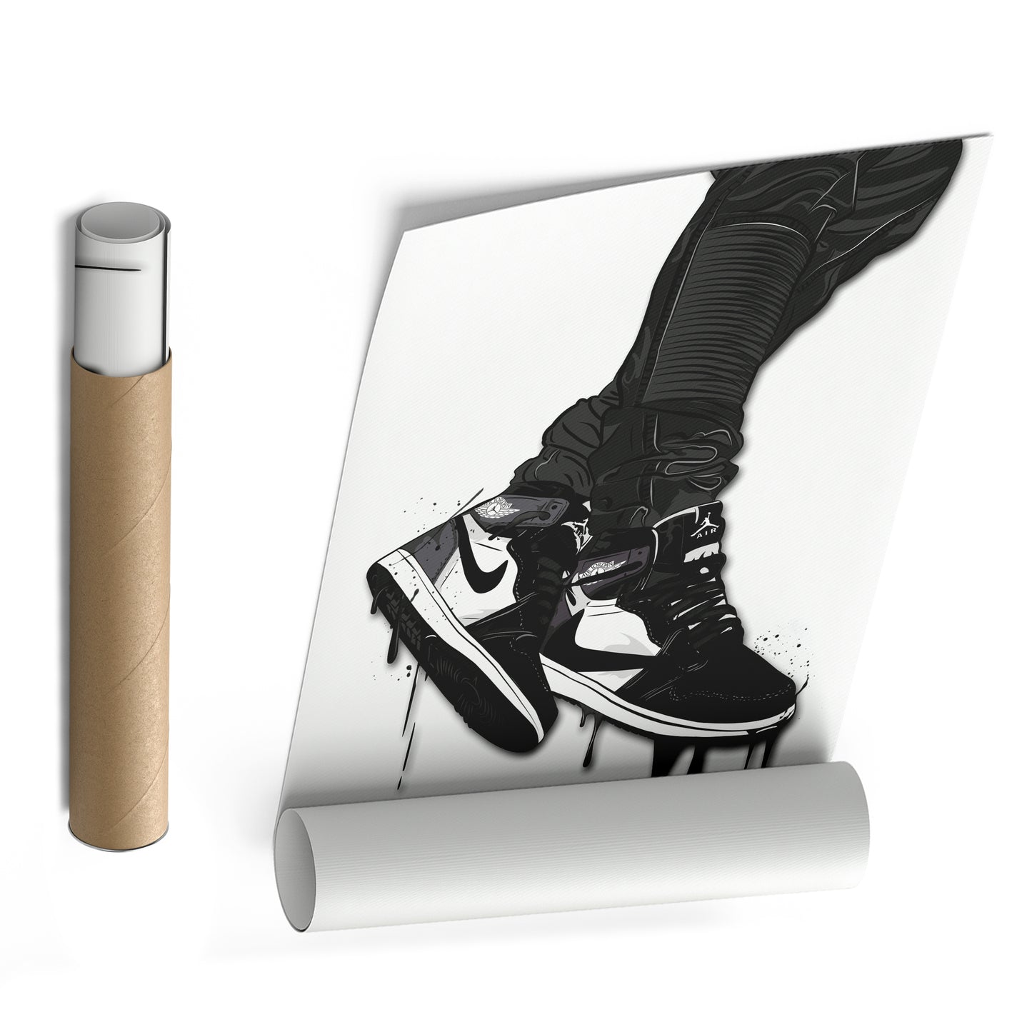 Air Jordan 1 Mid Black White Canvas Print | Sneakerhead Wall Art