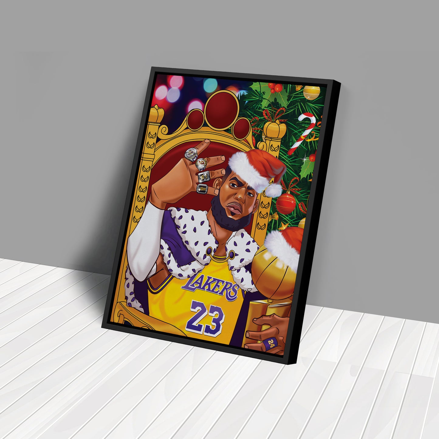 LeBron James Christmas Canvas Print | Festive Basketball Wall Art