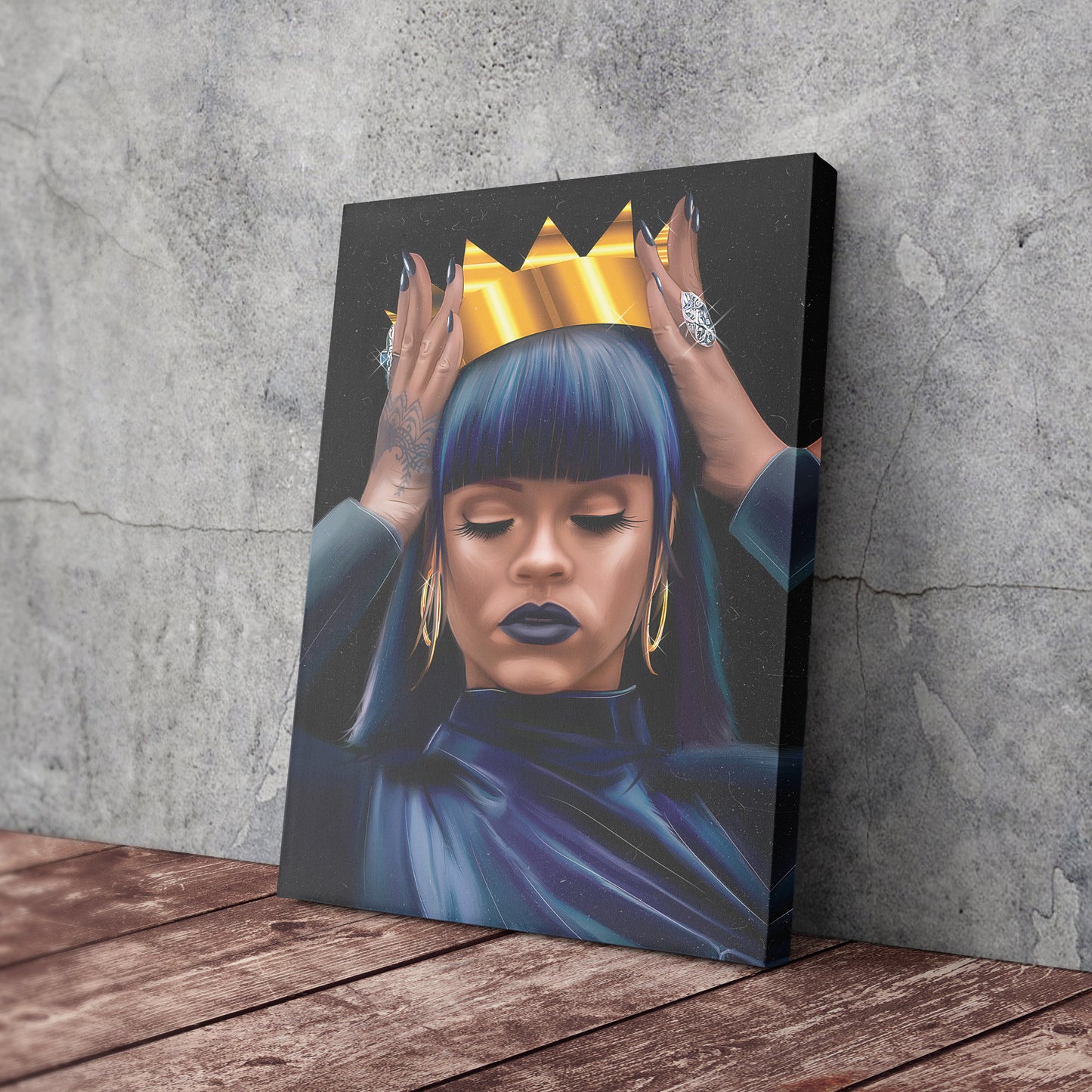 Rihanna Crown Canvas Print | Iconic Music & Fashion Wall Art