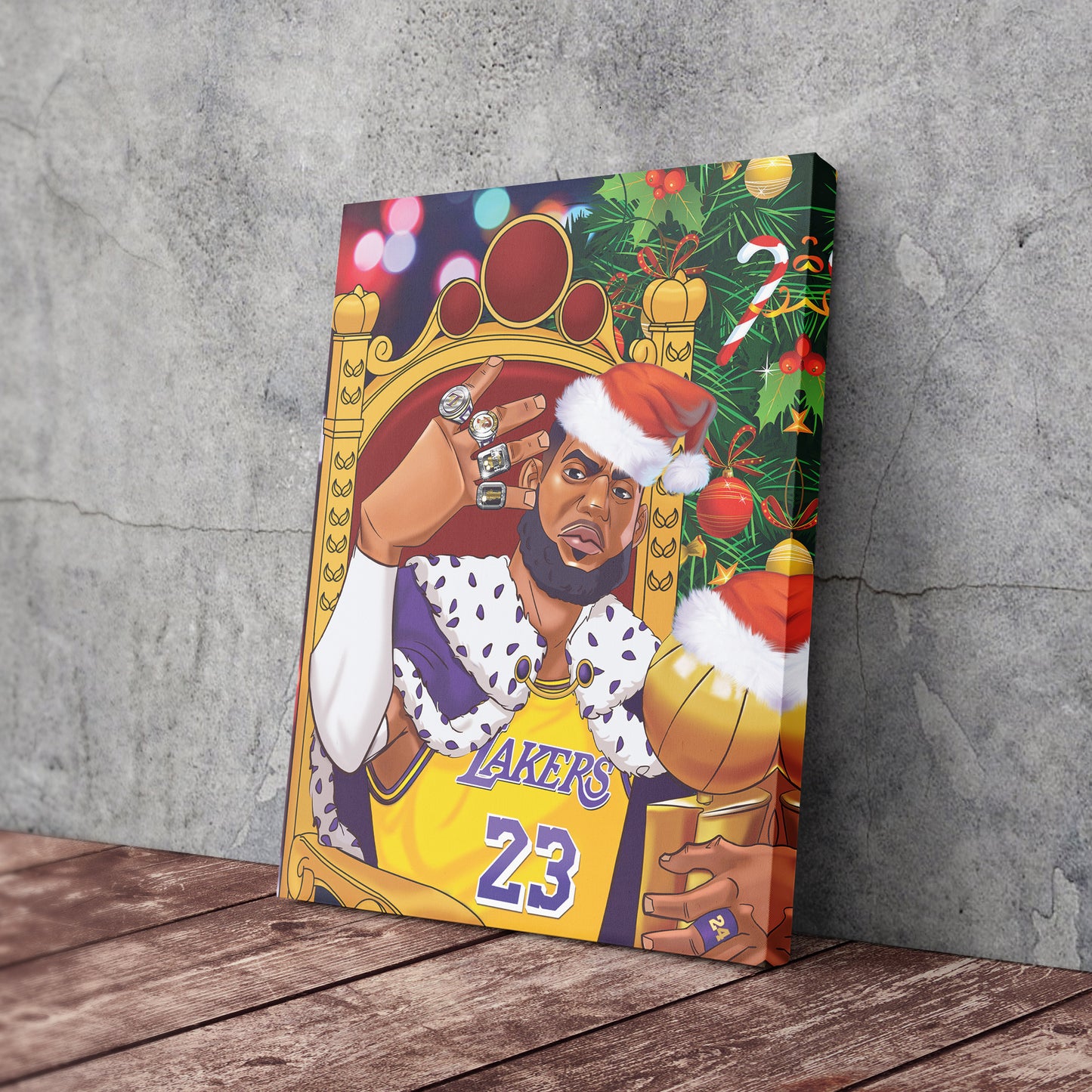 LeBron James Christmas Canvas Print | Festive Basketball Wall Art