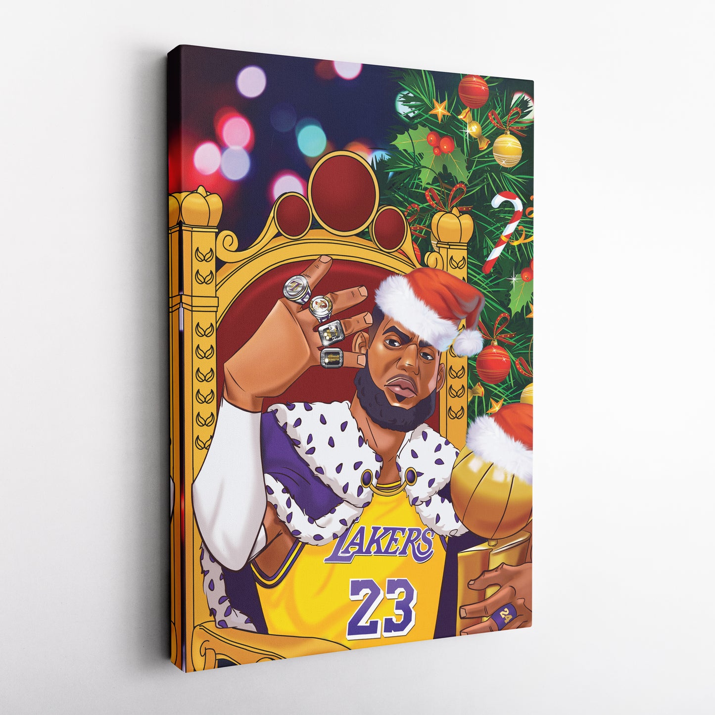 LeBron James Christmas Canvas Print | Festive Basketball Wall Art