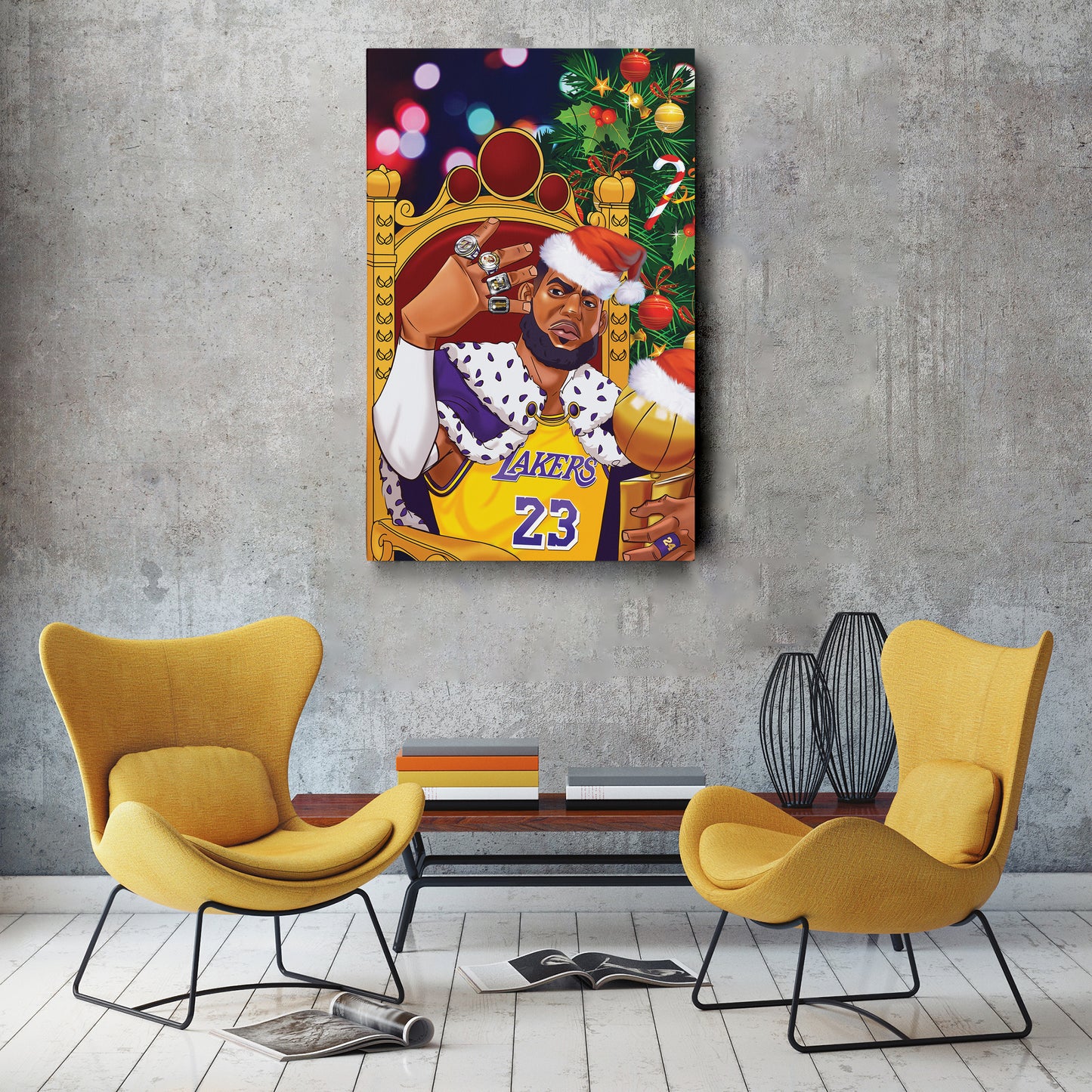 LeBron James Christmas Canvas Print | Festive Basketball Wall Art