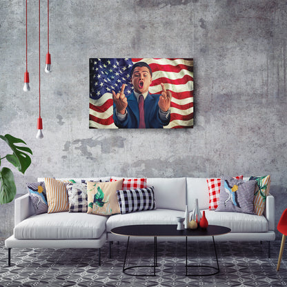 The Wolf of Wall Street Middle Finger Canvas Print | Bold Movie Wall Art