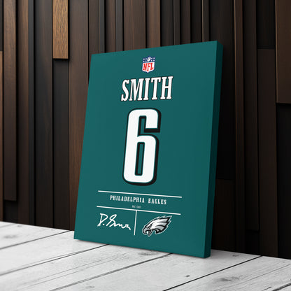 DeVonta Smith Philadelphia Eagles Jersey Canvas Wall Art