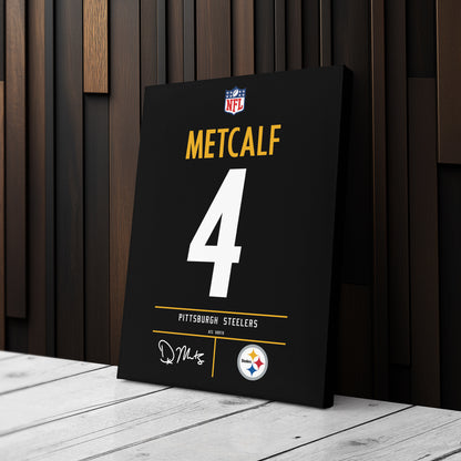DK Metcalf Pittsburgh Steelers Jersey Canvas Wall Art