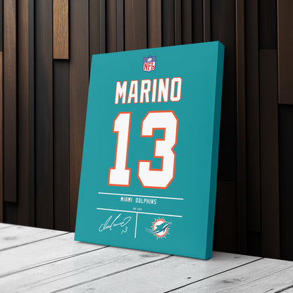Dan Marino Dolphins Jersey Canvas Print | Wall Art Decor