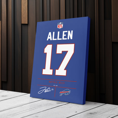 Josh Allen Bills Jersey Canvas Print | Wall Art Decor