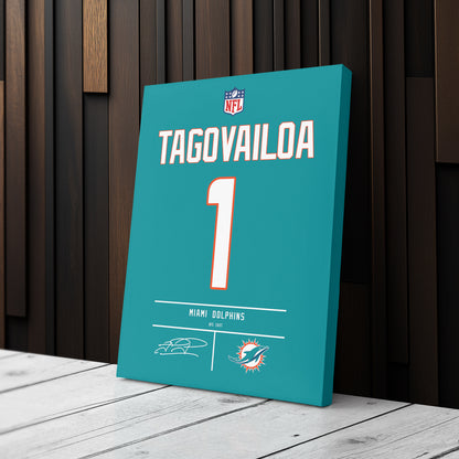 Tua Tagovailoa Dolphins Jersey Canvas Print | Wall Art Decor