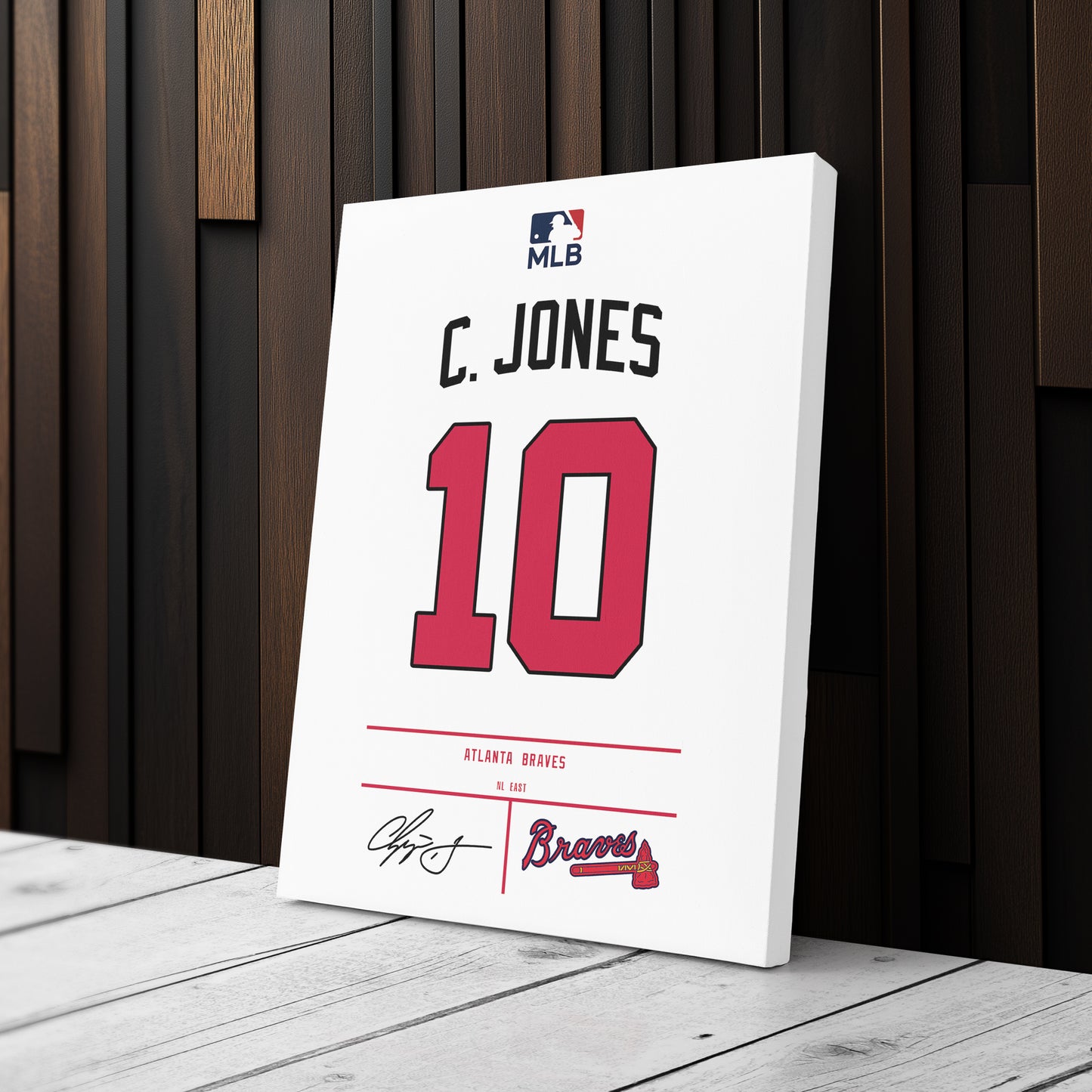 Chipper Jones Atlanta Braves Jersey Canvas Wall Art