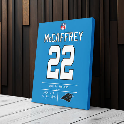 Christian McCaffrey Panthers Jersey Canvas Print | Wall Art Decor