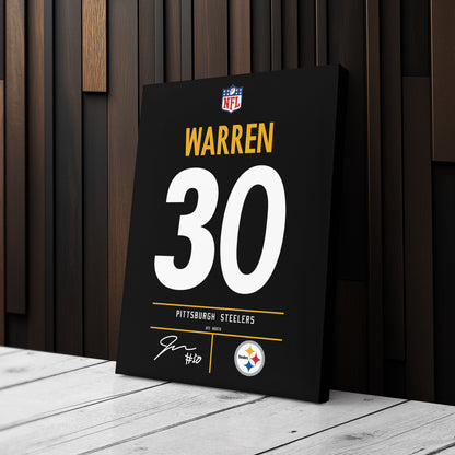 Jaylen Warren Pittsburgh Steelers Jersey Canvas Wall Art